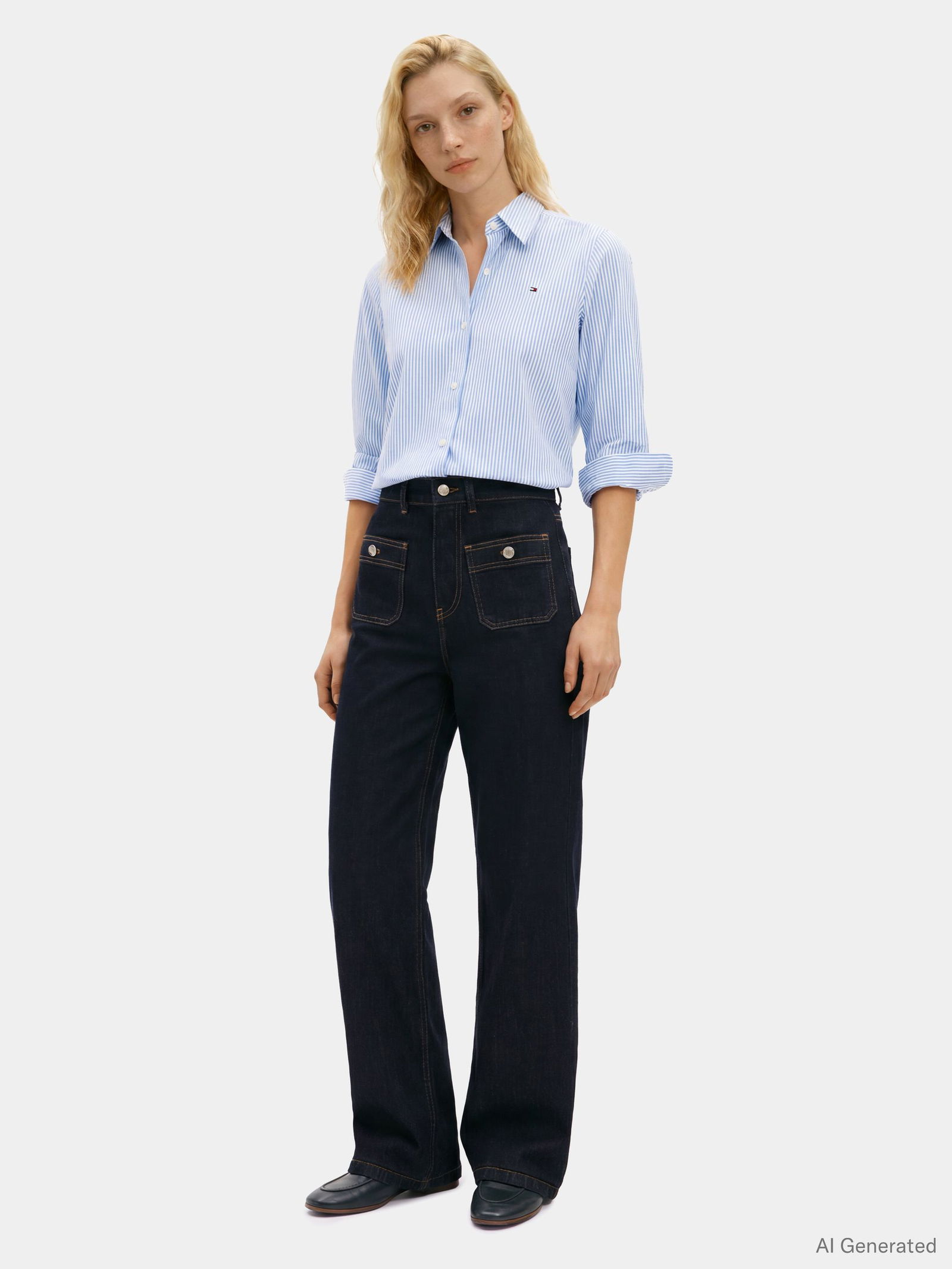 Tommy Hilfiger |  Tommy Hilfiger Druckbluse  | 40 | breton stp / breezy blue white