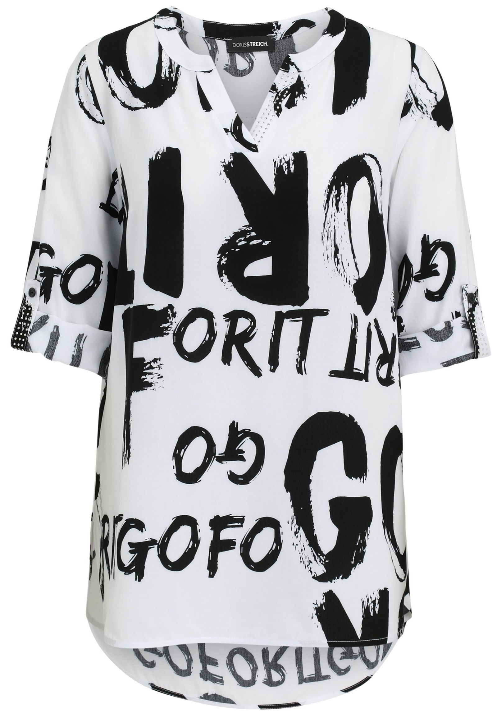 Doris Streich |  Doris Streich Druckbluse  | 46 | schwarz/weiß