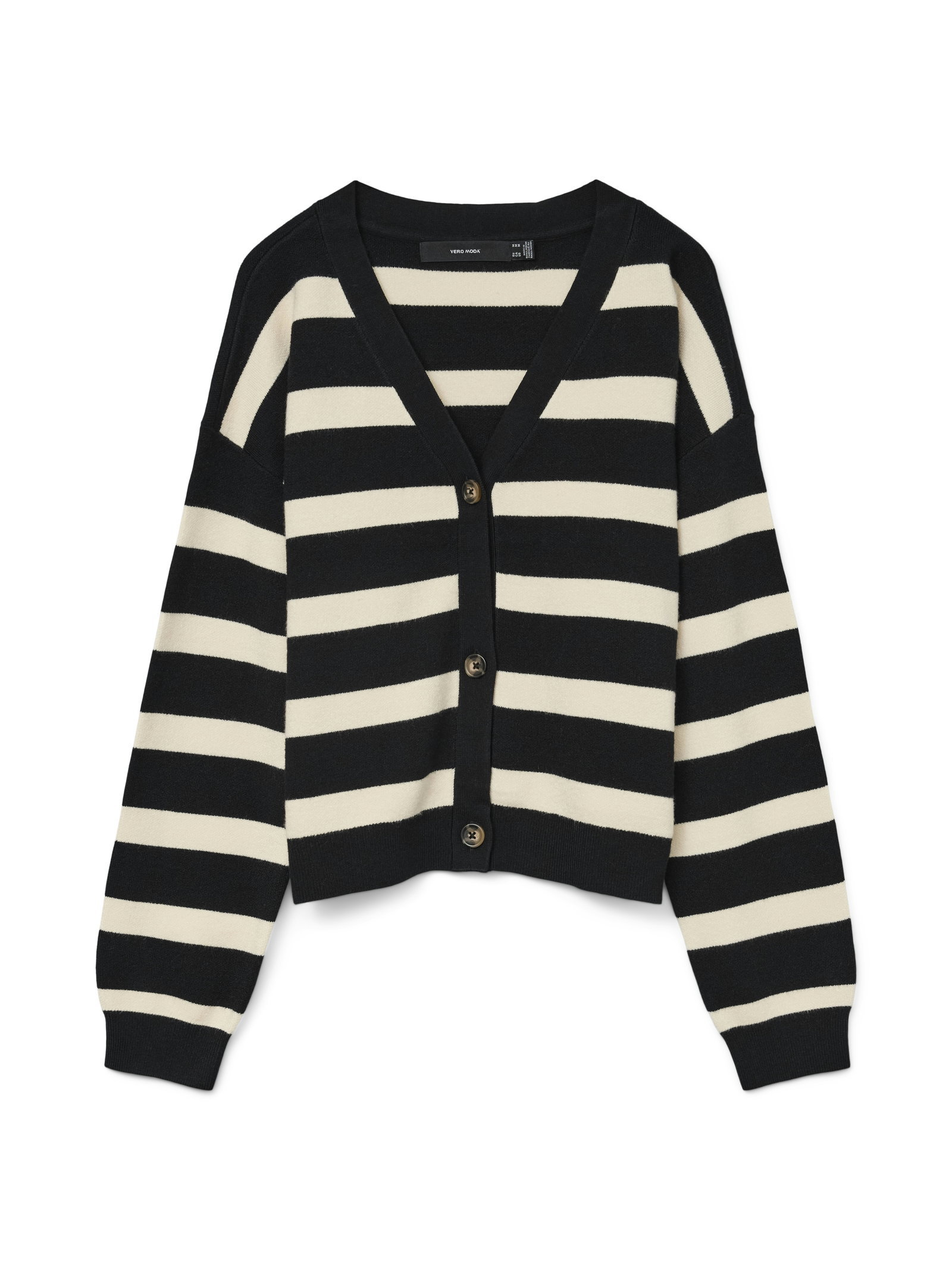 VMSABA FULL NEEDLE LS V-NECK CARDI, Black/BIRCH #1