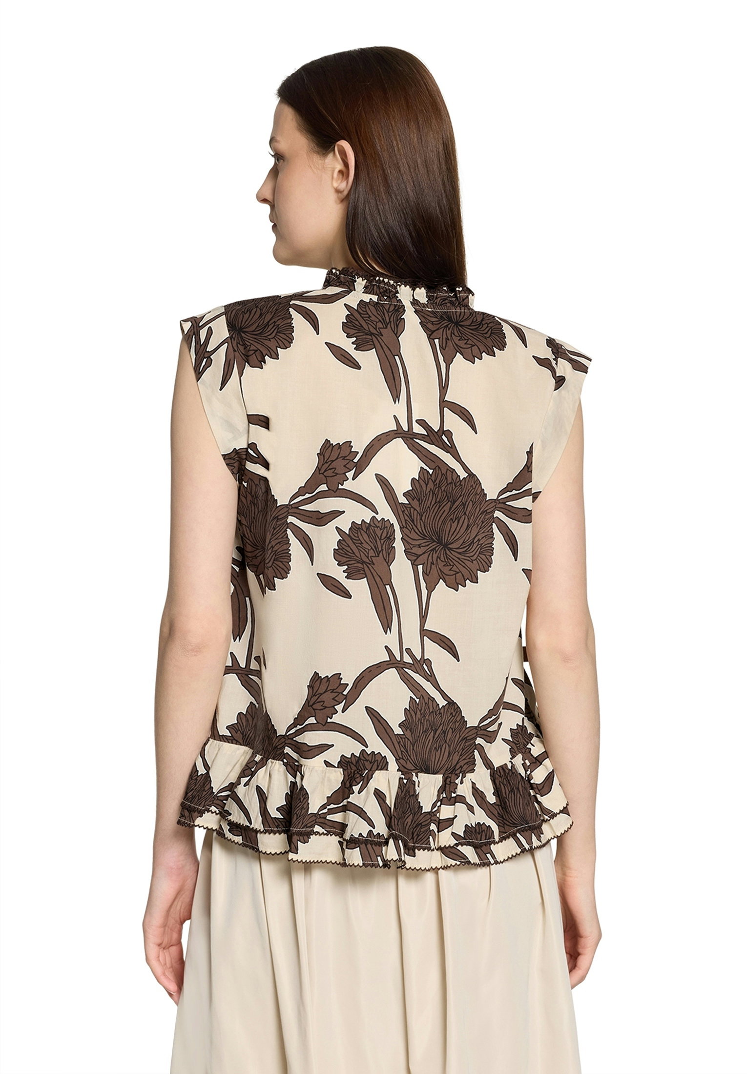 Bluse Kurz 1/2 Arm, Beige/Brown #4