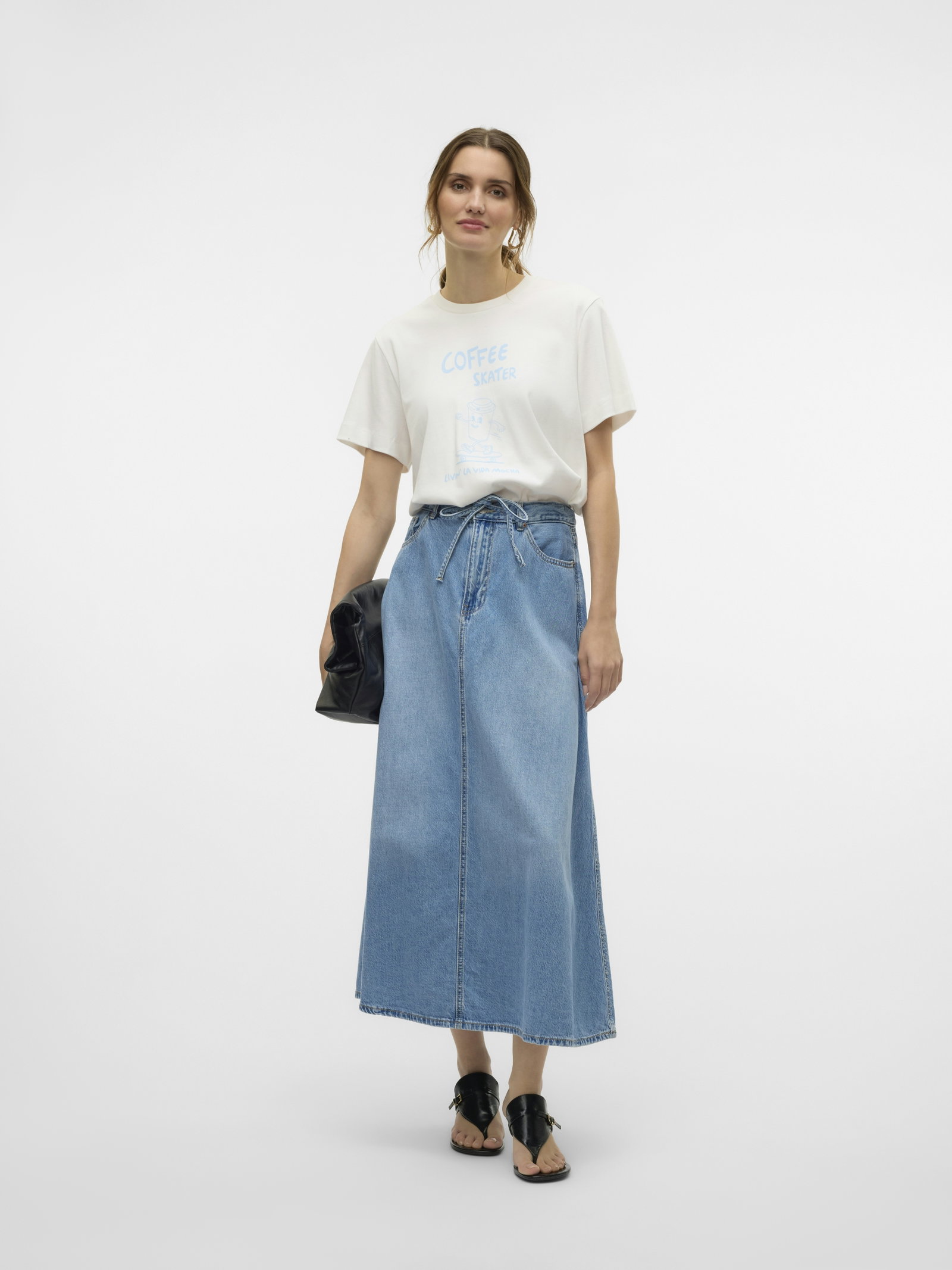 VMHILLA MR WIDE 7/8 DNM SKIRT MIX, Light Blue Denim #5