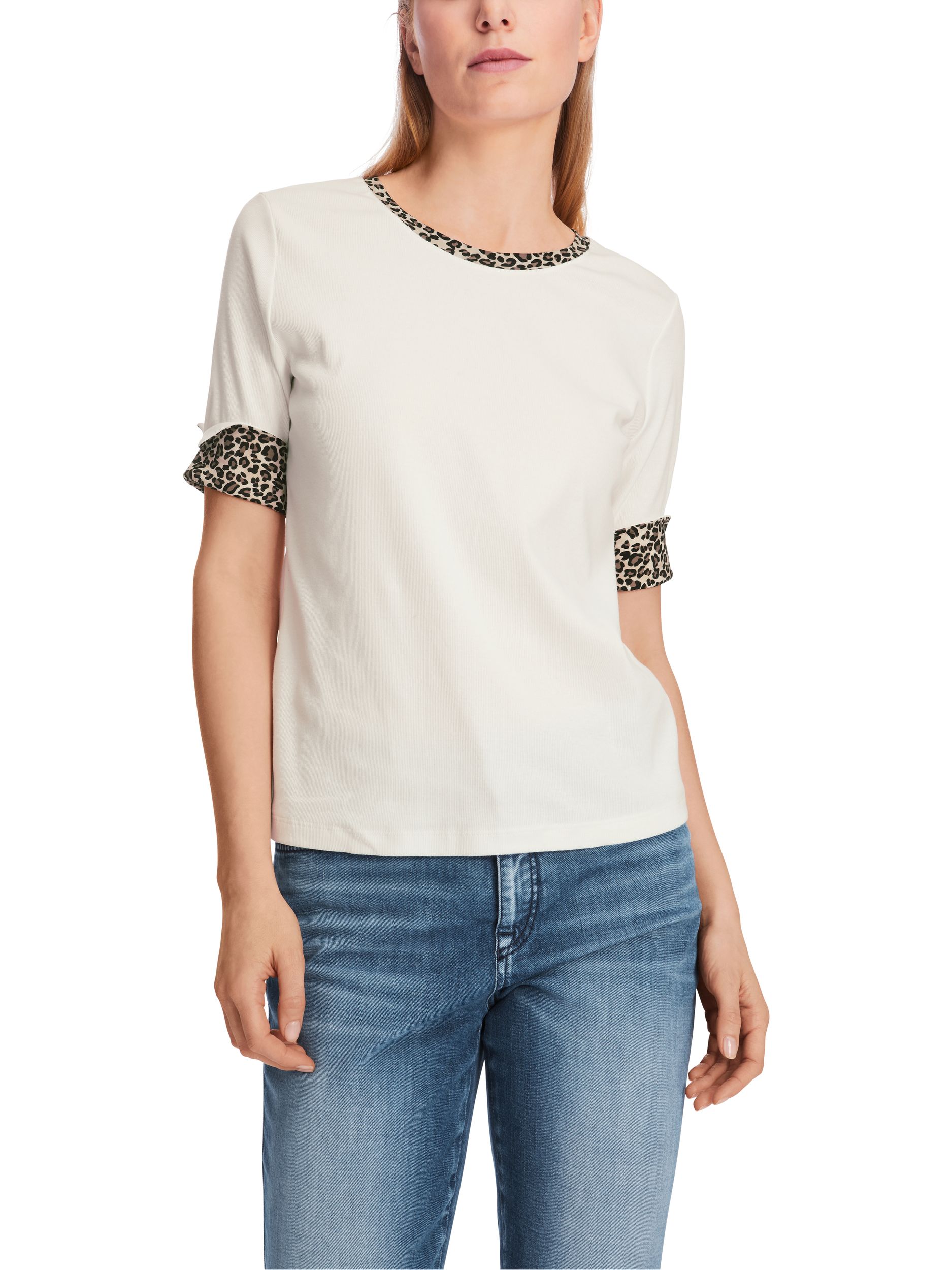 Marc Cain Sports |  Marc Cain Sports T-Shirt mit 3/4-Ärmel mit Animalprint | 36 | off-white