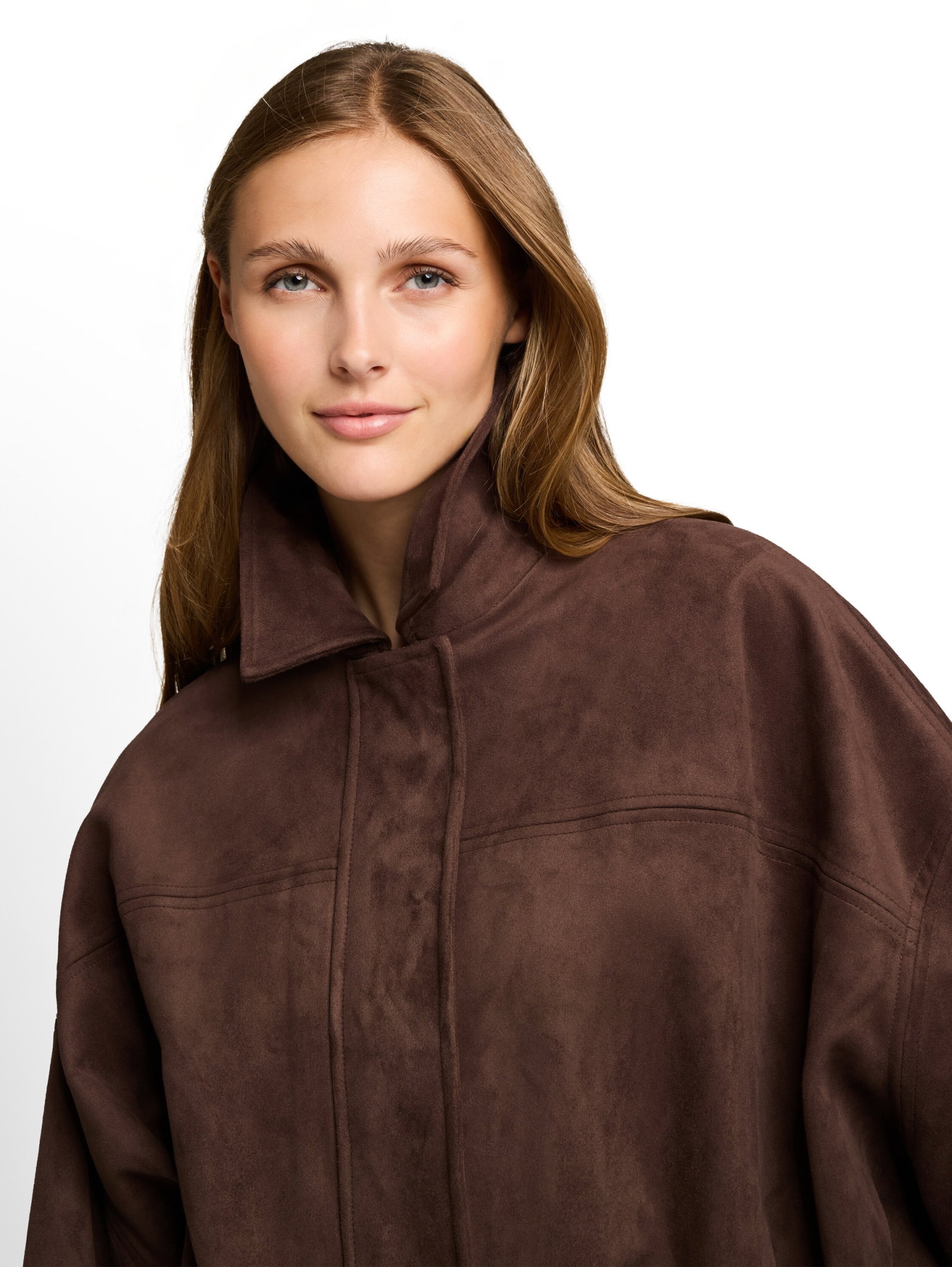 fake suede leather jacket, cool dark brown #6