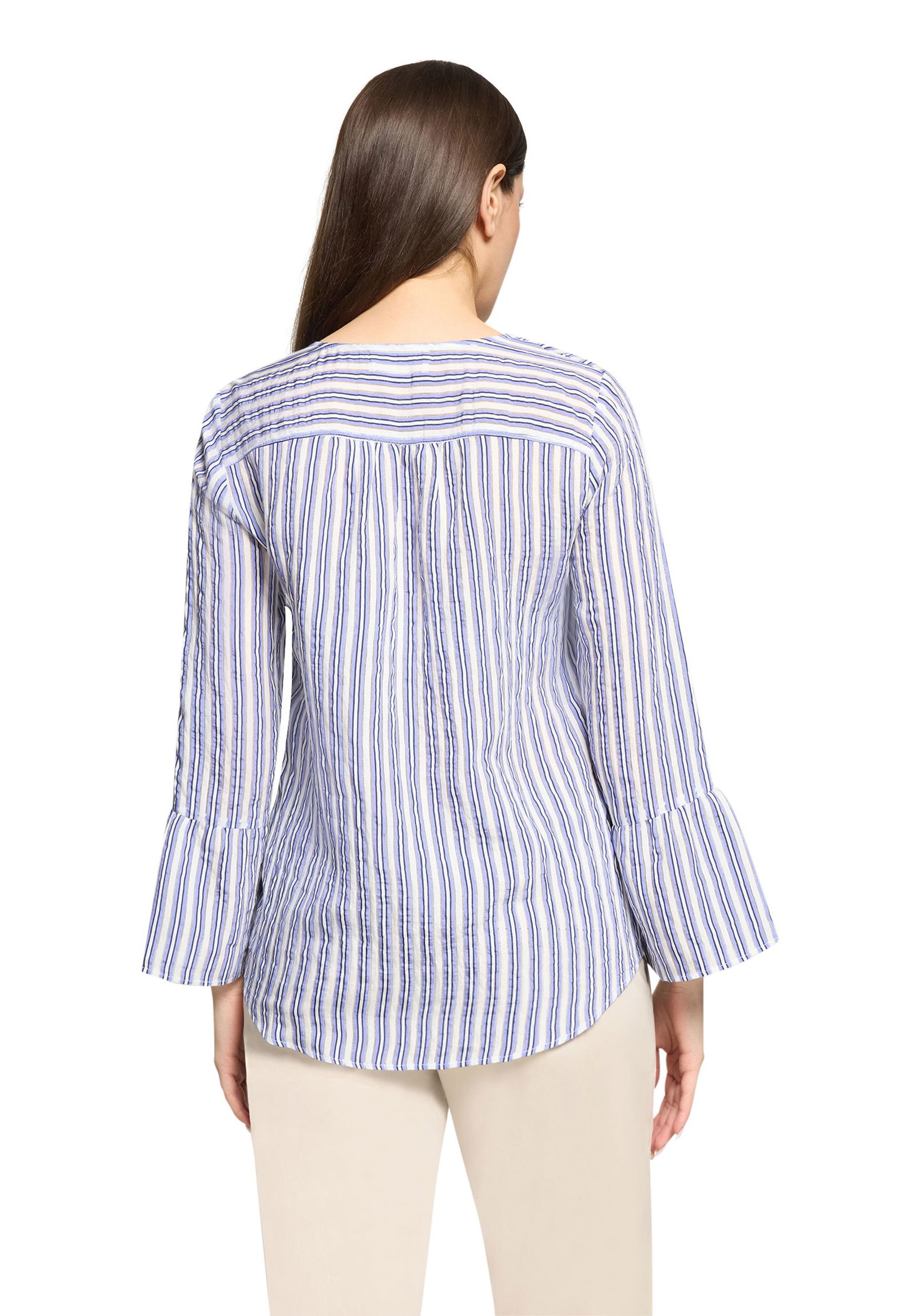 |  Bluse Kurz 3/4 Arm, White/Blue | 36 | weiß/blau
