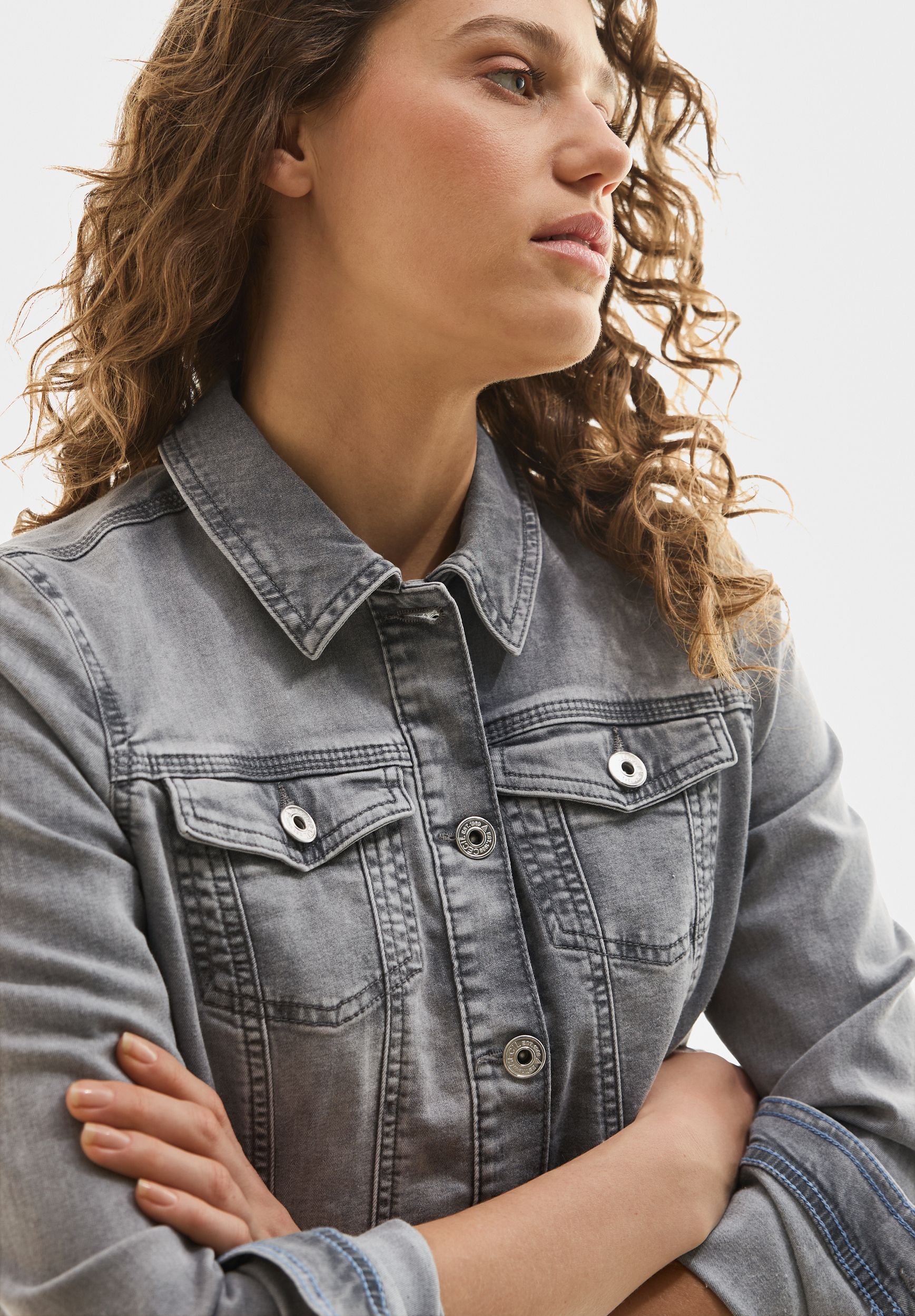 CECIL |  CECIL Jeansjacke  | L | mid grey used wash