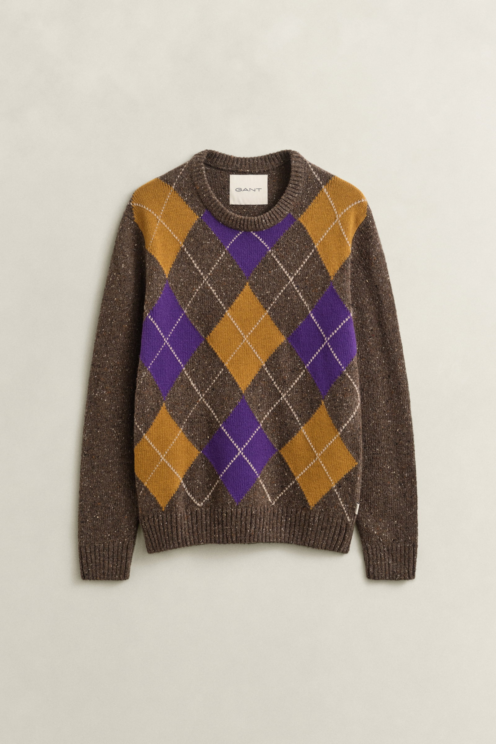 ARGYLE NEPS C-NECK, BROWN MELANGE #1