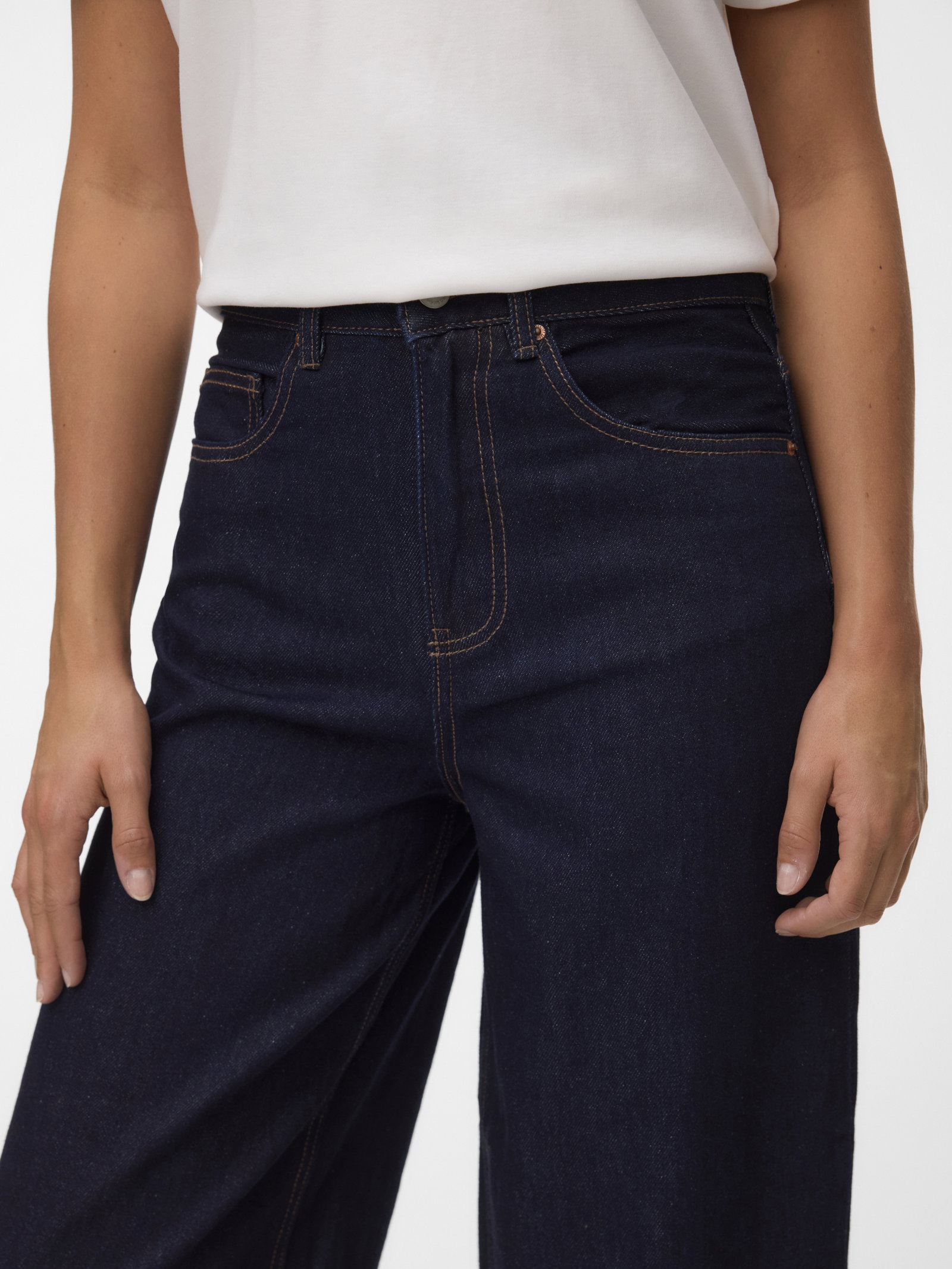 VMBILLIE HR BARREL ANK JEANS LI3191, Dark Blue Denim/RINSE #6