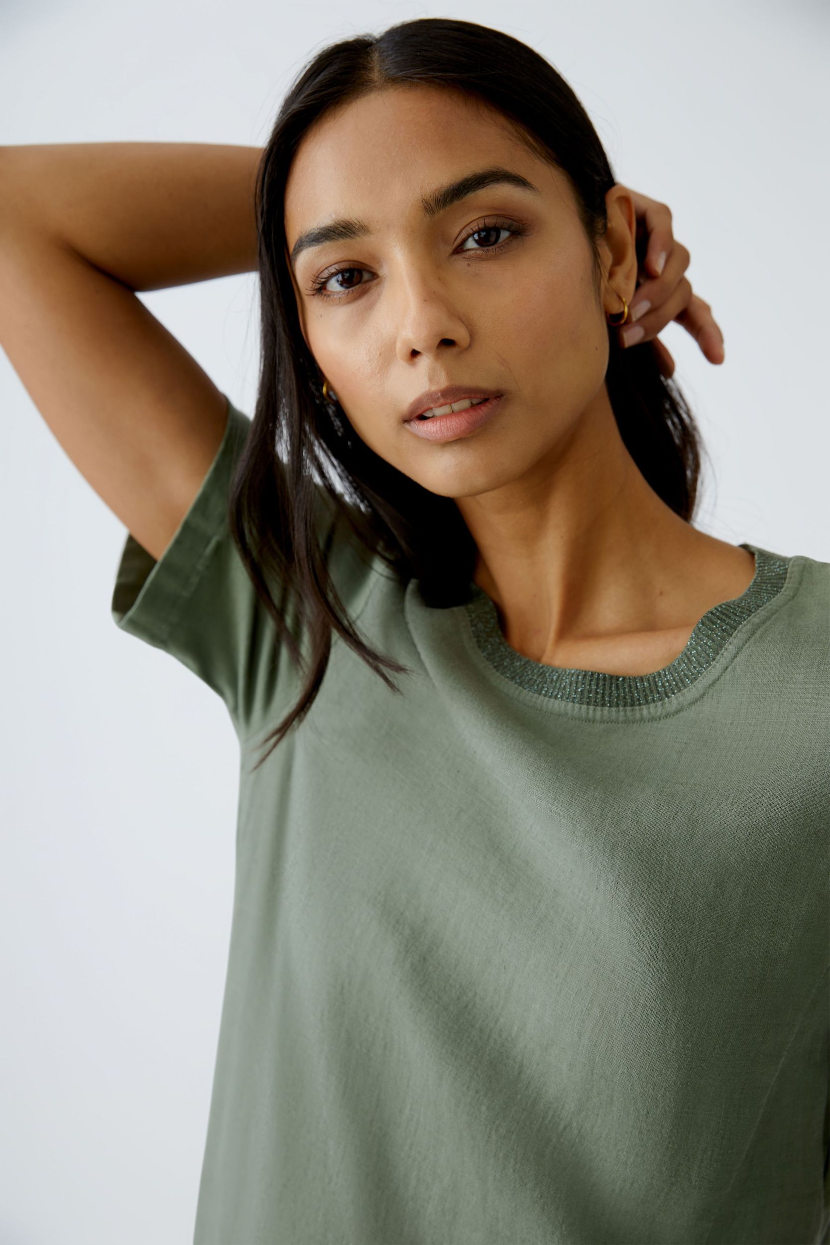 Oui |  Oui Kleid aus Leinen  | 44 | shaded moss