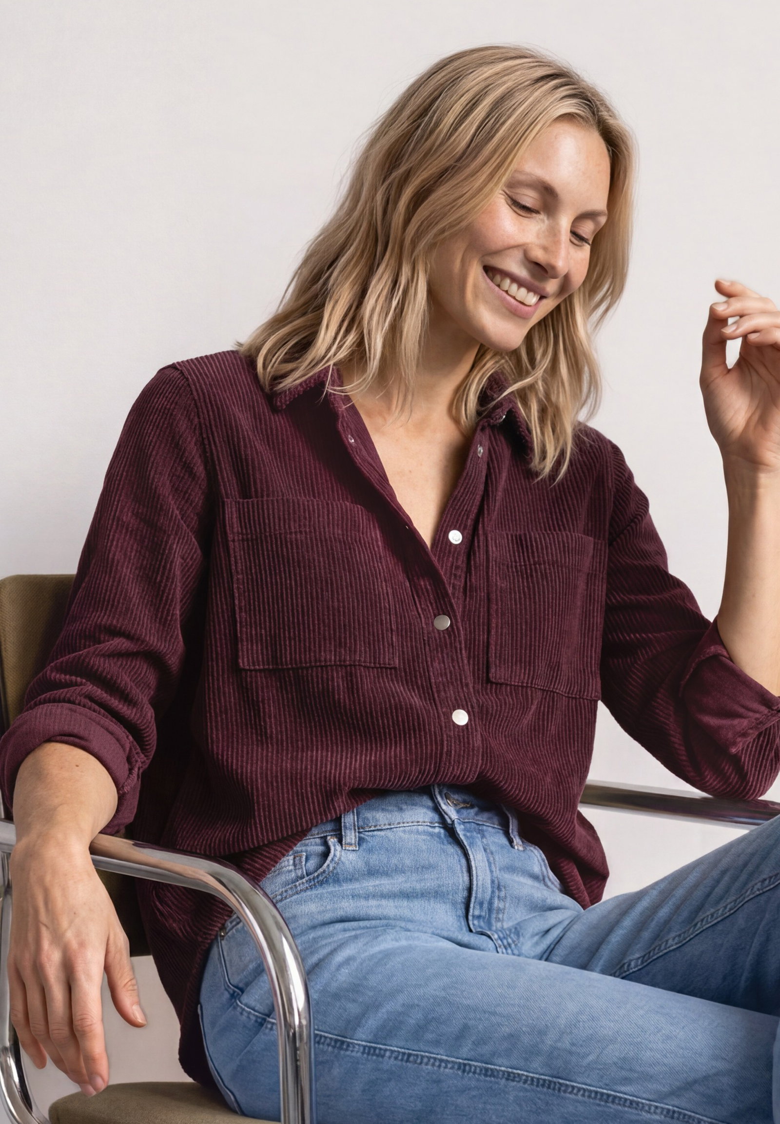 Corduroy shirtcollarblouse w p, rustic rouge #3