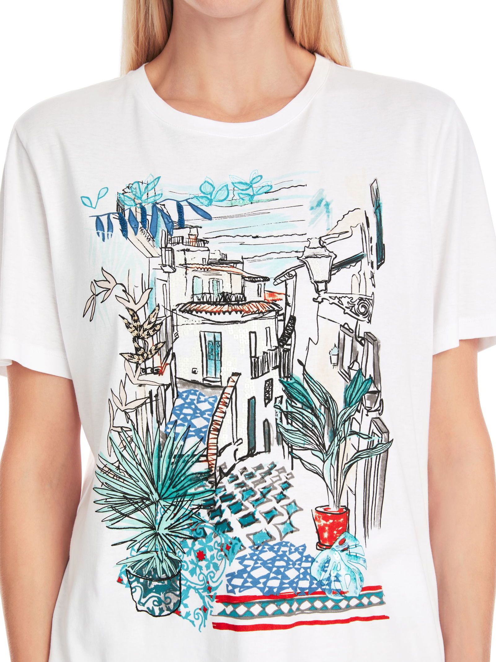 Marc Cain Collections | Mit Print - T-Shirt aus 100 % Baumwolle | 46 | white
