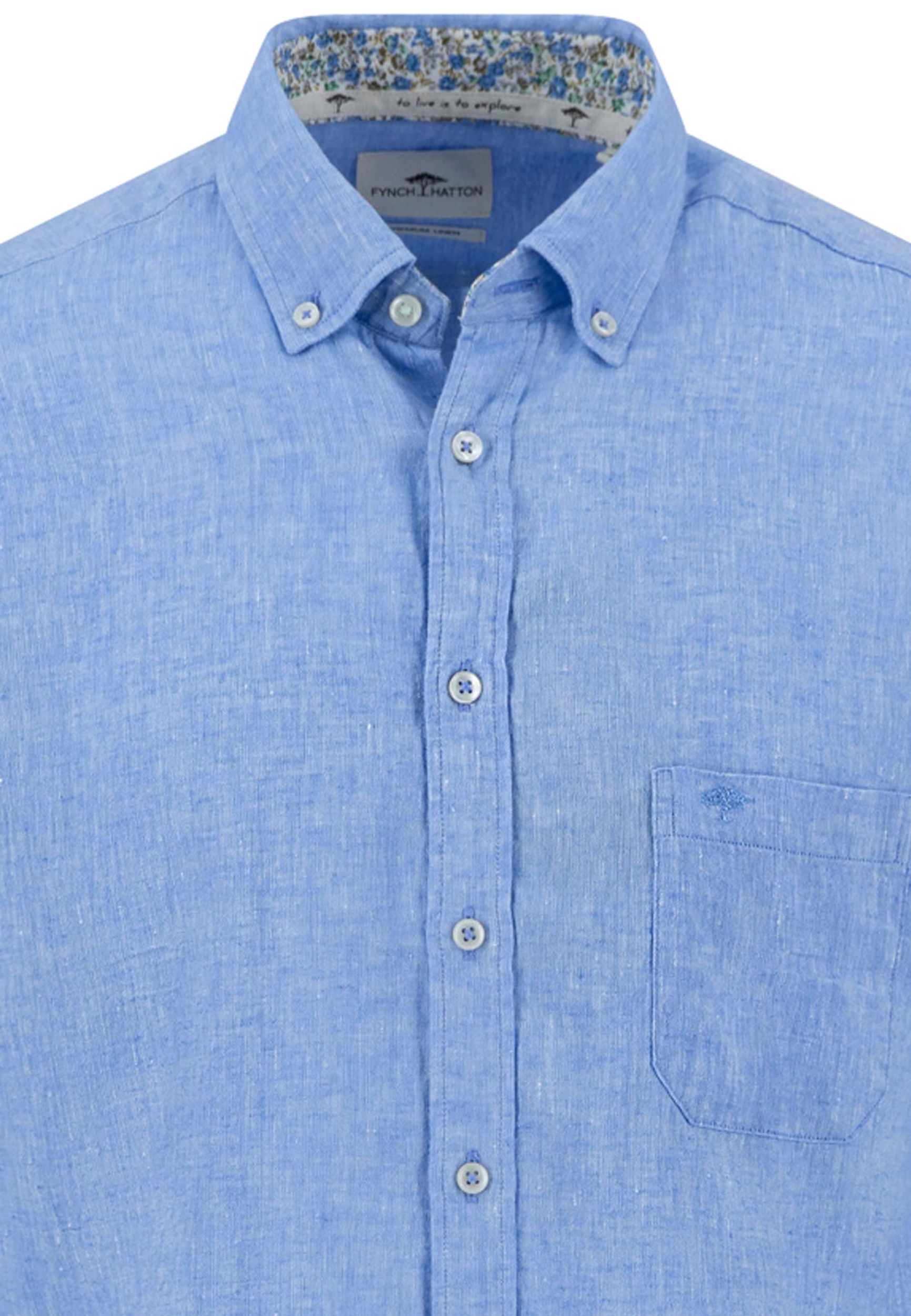 Fynch Hatton |  Fynch Hatton Hemd Regular Fit  | M | crystal blue