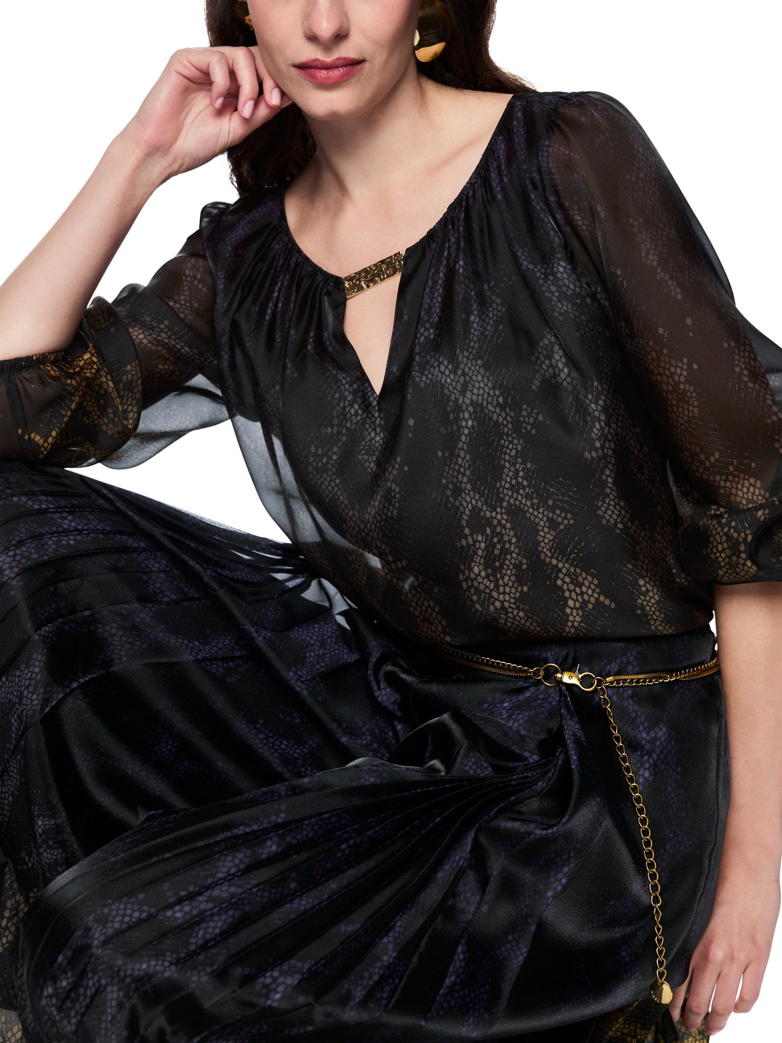 Doppellagige Bluse mit Snakeprint #8