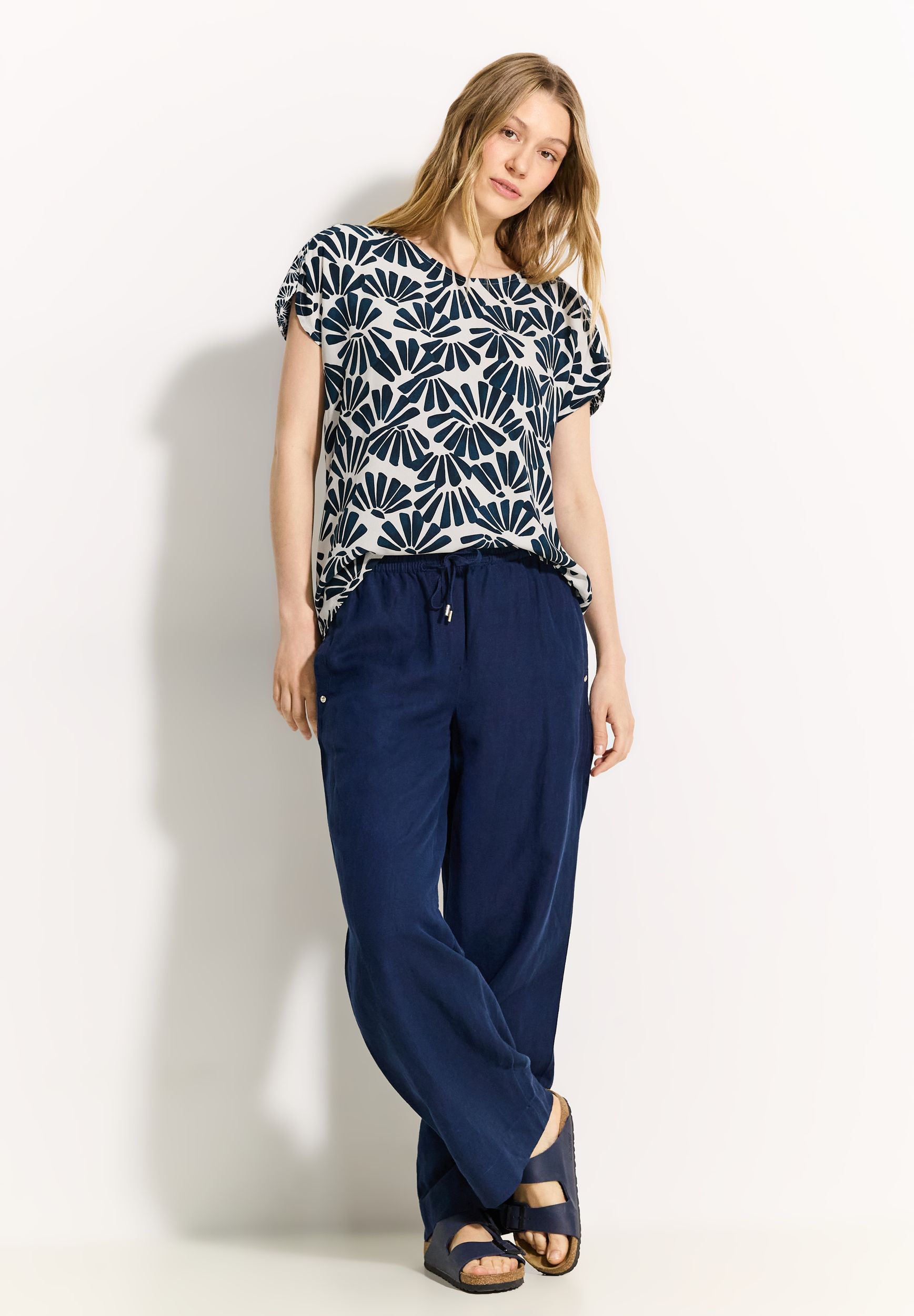 CECIL |  CECIL Druckbluse  | S | dark petrol blue