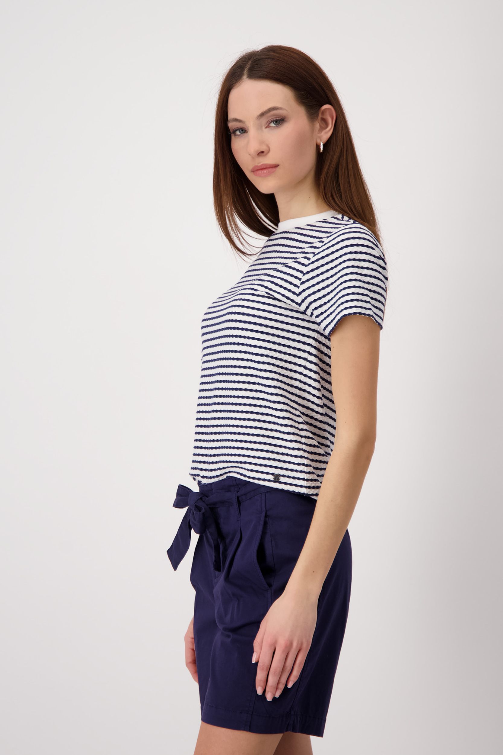 Monari |  T-Shirt, red ringel | 38