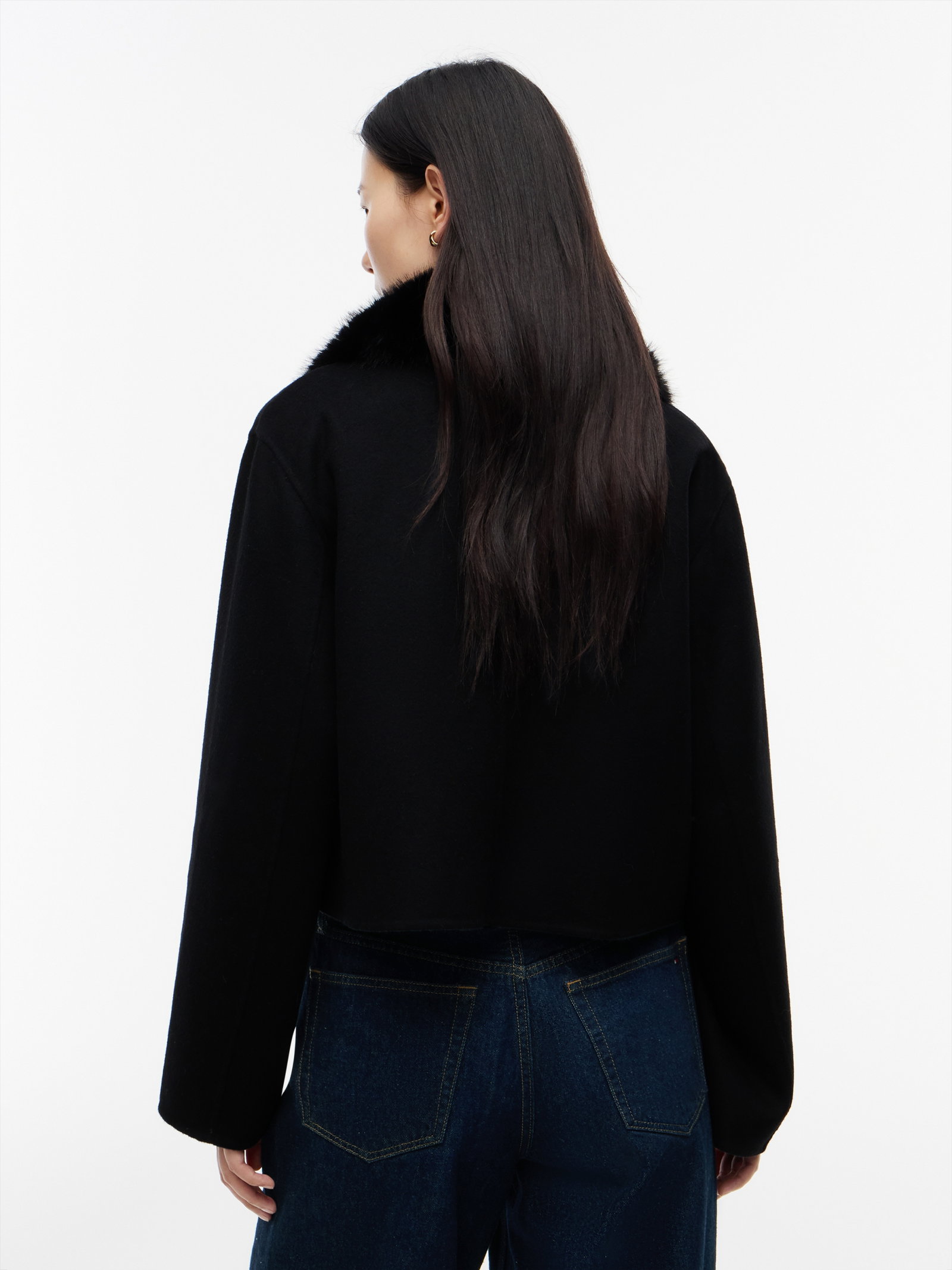 DF WOOL LADY JACKET WITH FUR, BLACK #4