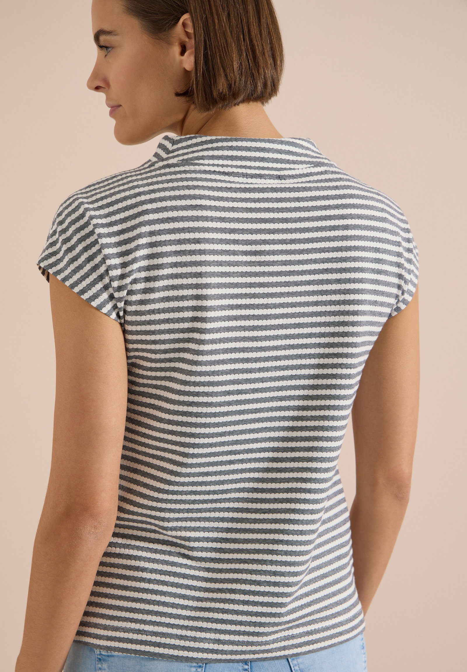 TOS Striped Structure Funnelne, urban dark blue #4
