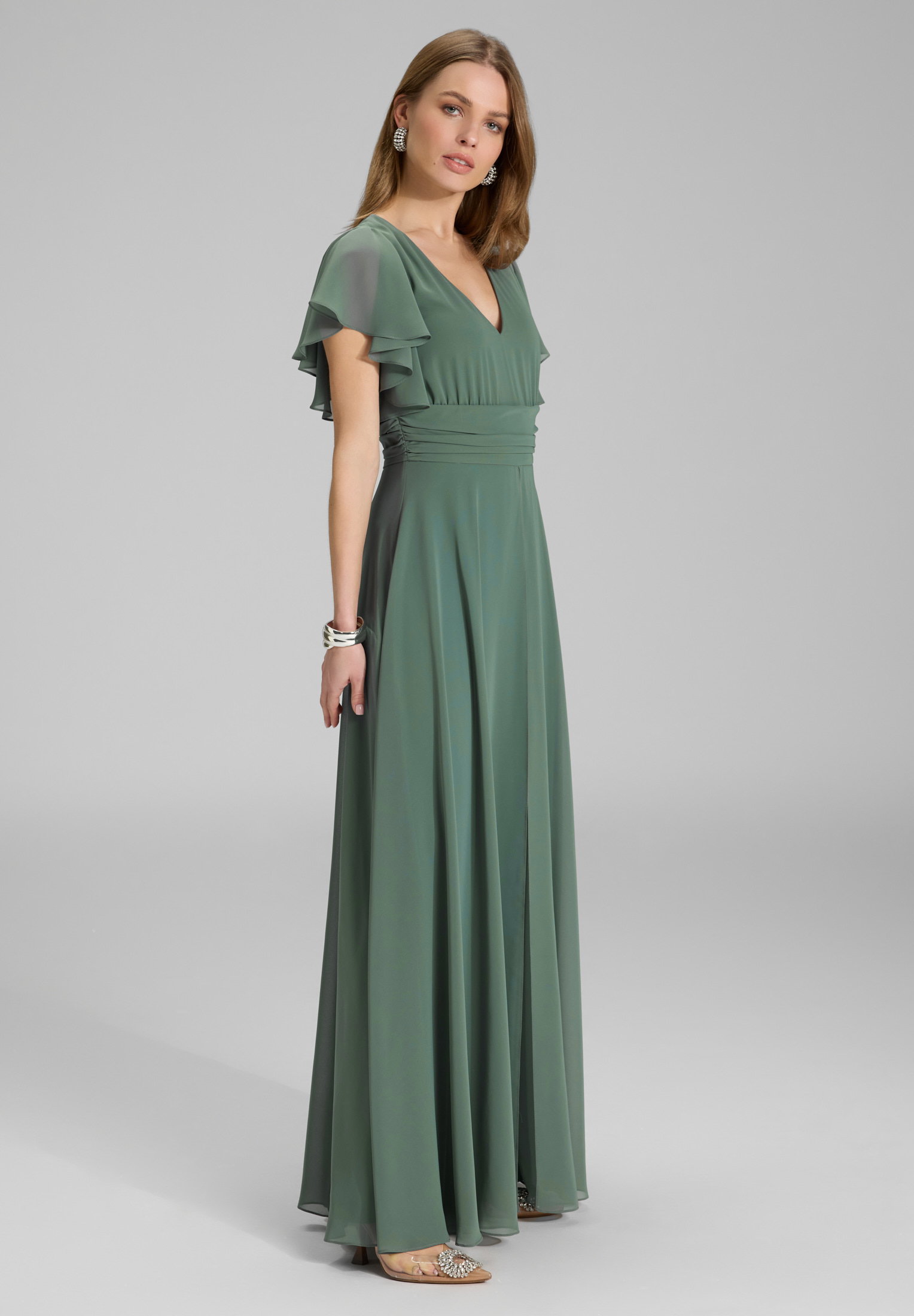 Swing Chiffon Jumpsuit mit Überrock und Volantärmeln #6