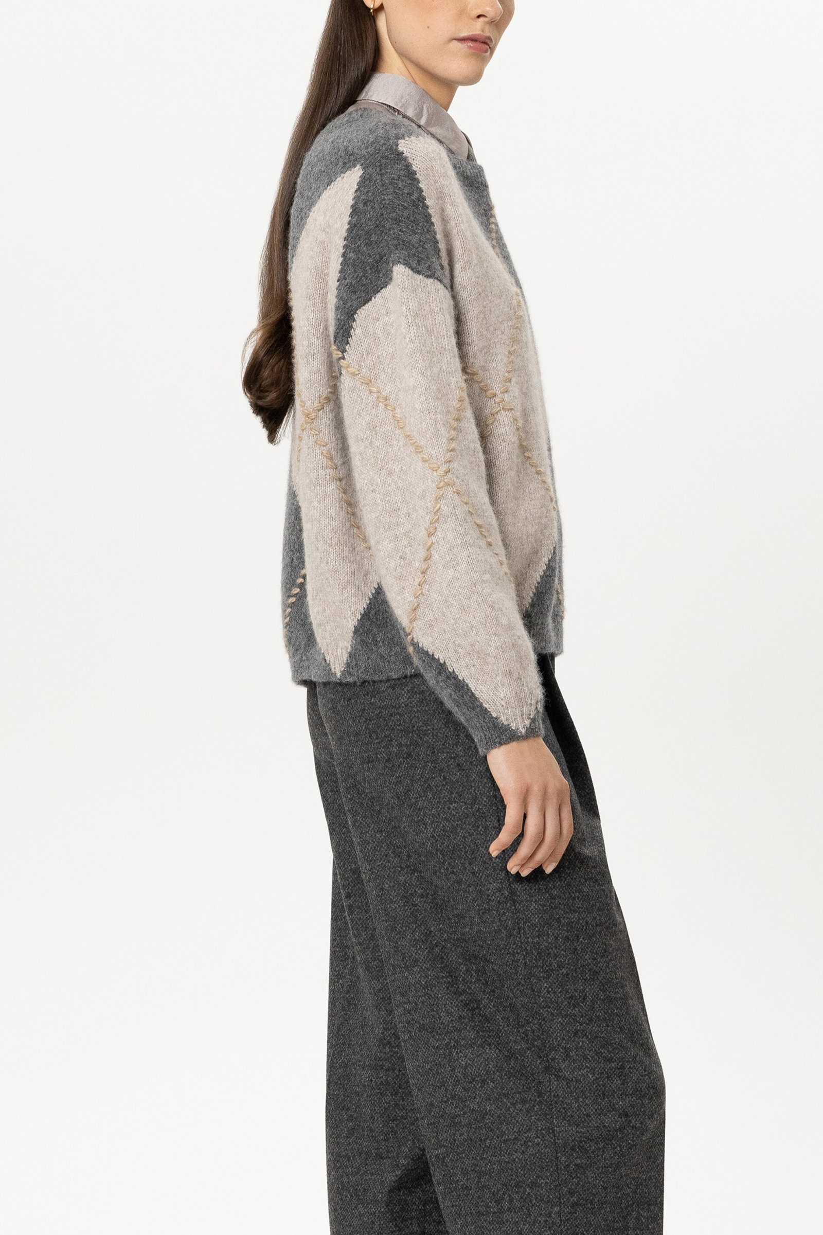 Alpaka-Mix-Pullover mit Muster, pearl/heather grey #3