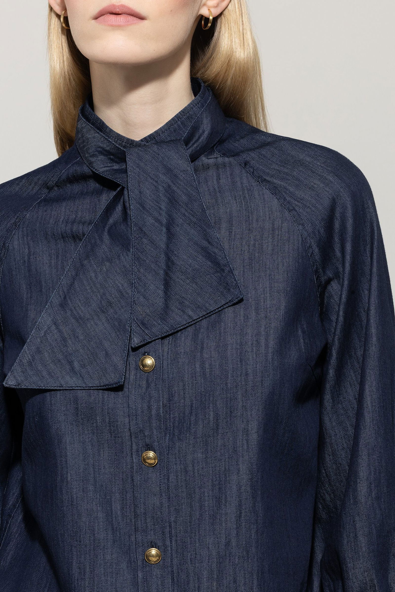 Luisa Cerano | Denim-Bluse mit Schluppe, rinse wash | 42 | multi