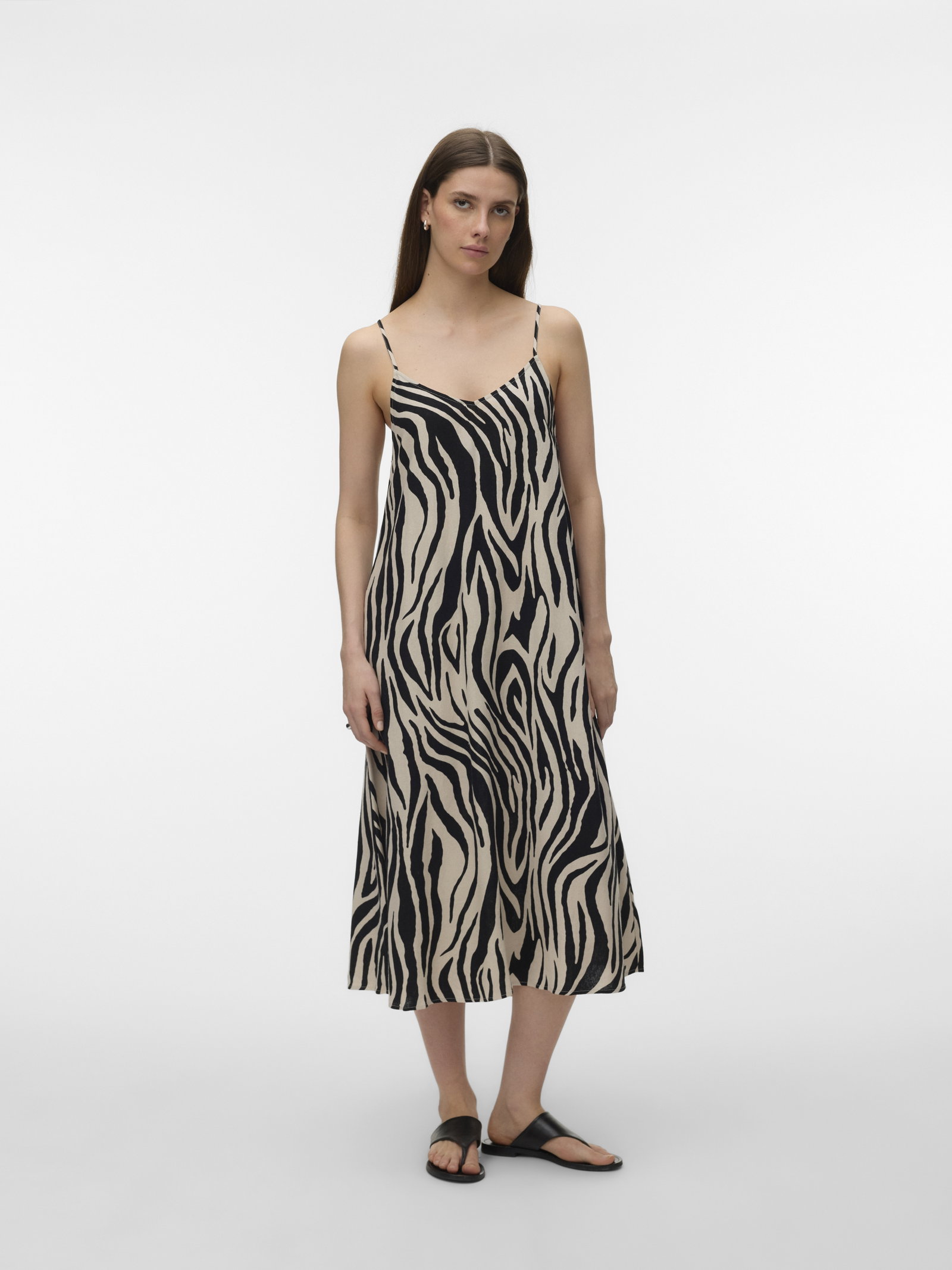 VMJESMILO CALF SINGLET DRESS WVN NO, Silver Lining/Sina Zebra Black #3