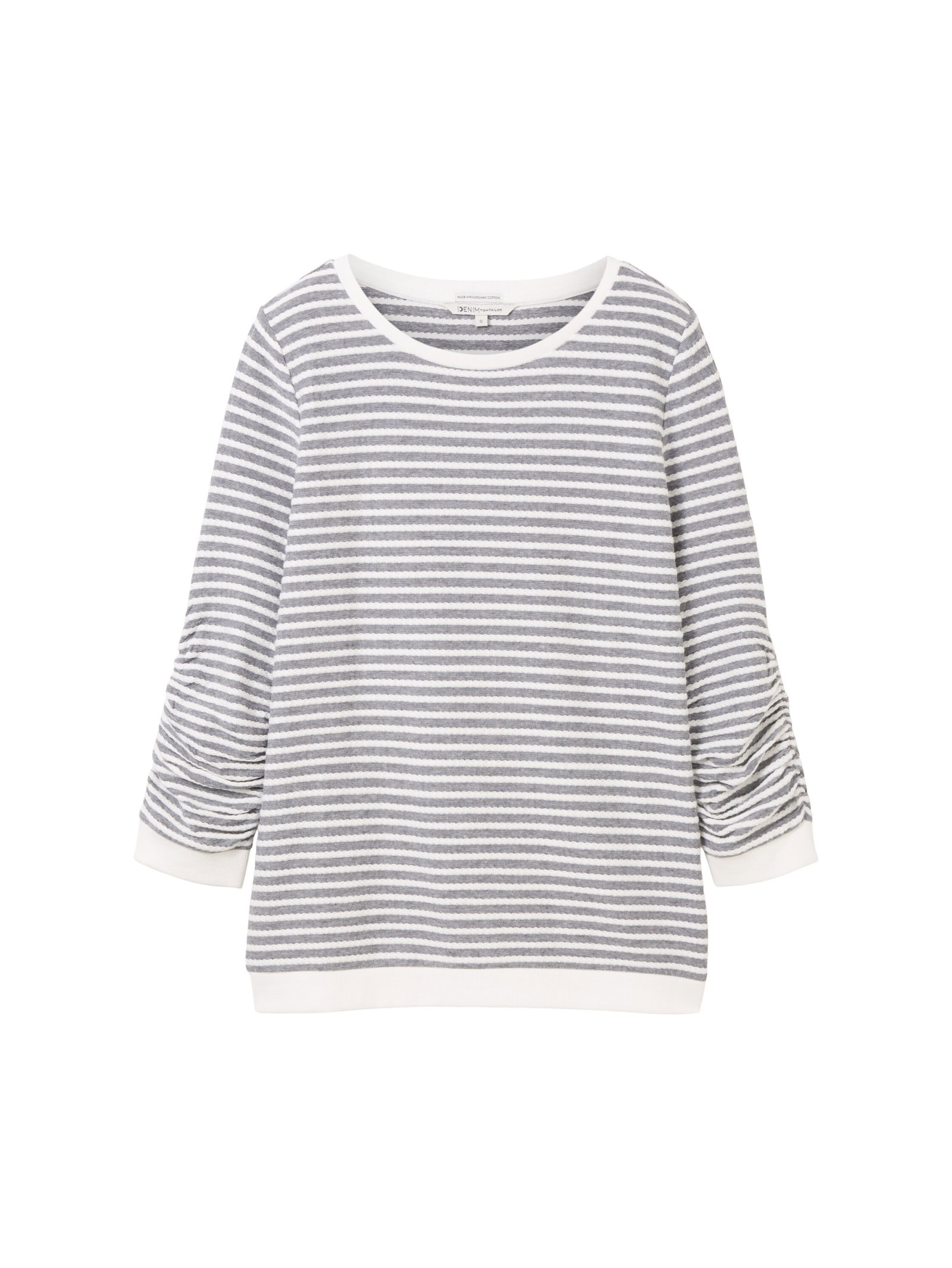 striped jacquard sweatshirt, blue white structured stripe #1