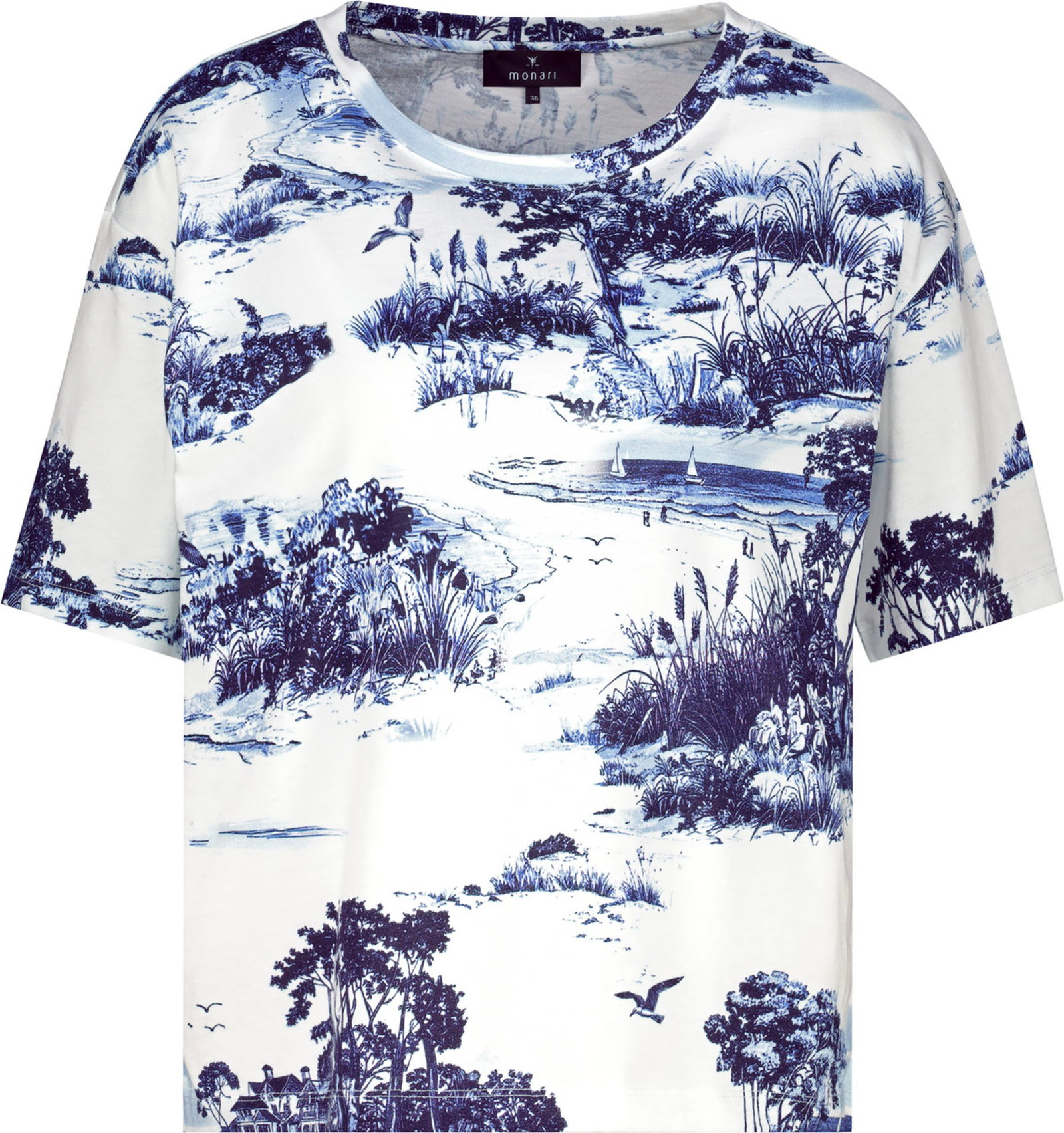 Monari |  T-Shirt, marine gemustert | 36 | marine gemustert