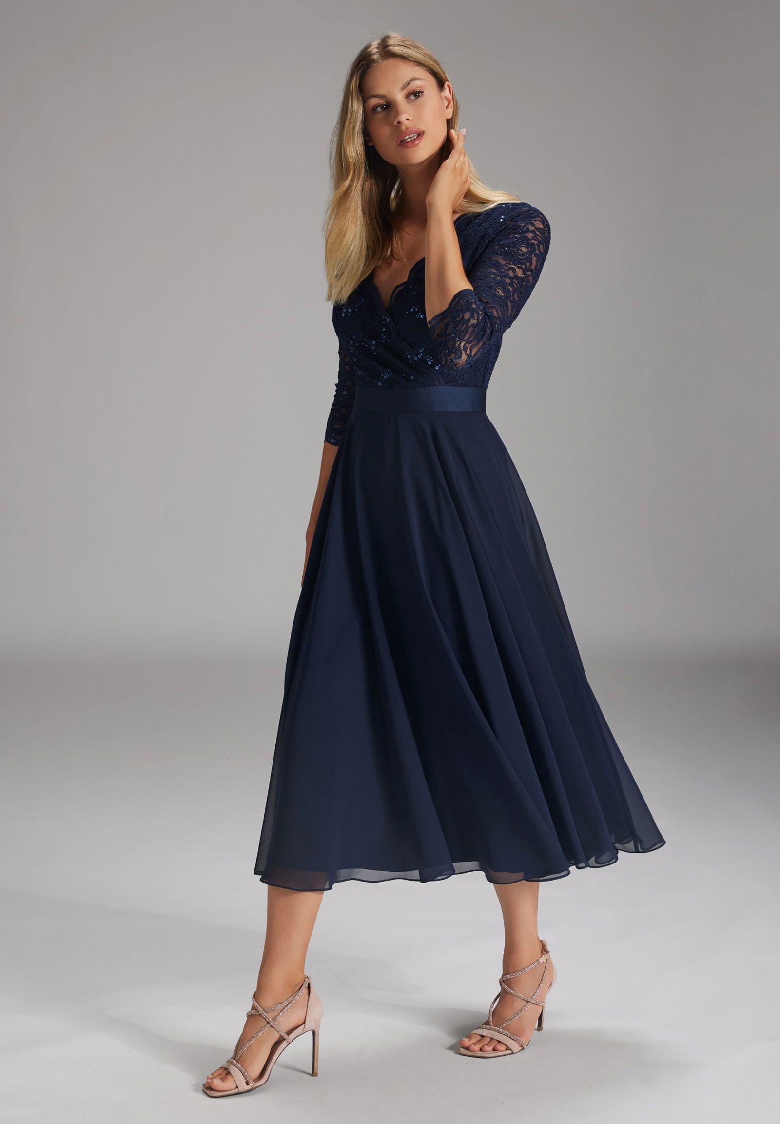 SWING Cocktailkleid aus Material-Mix