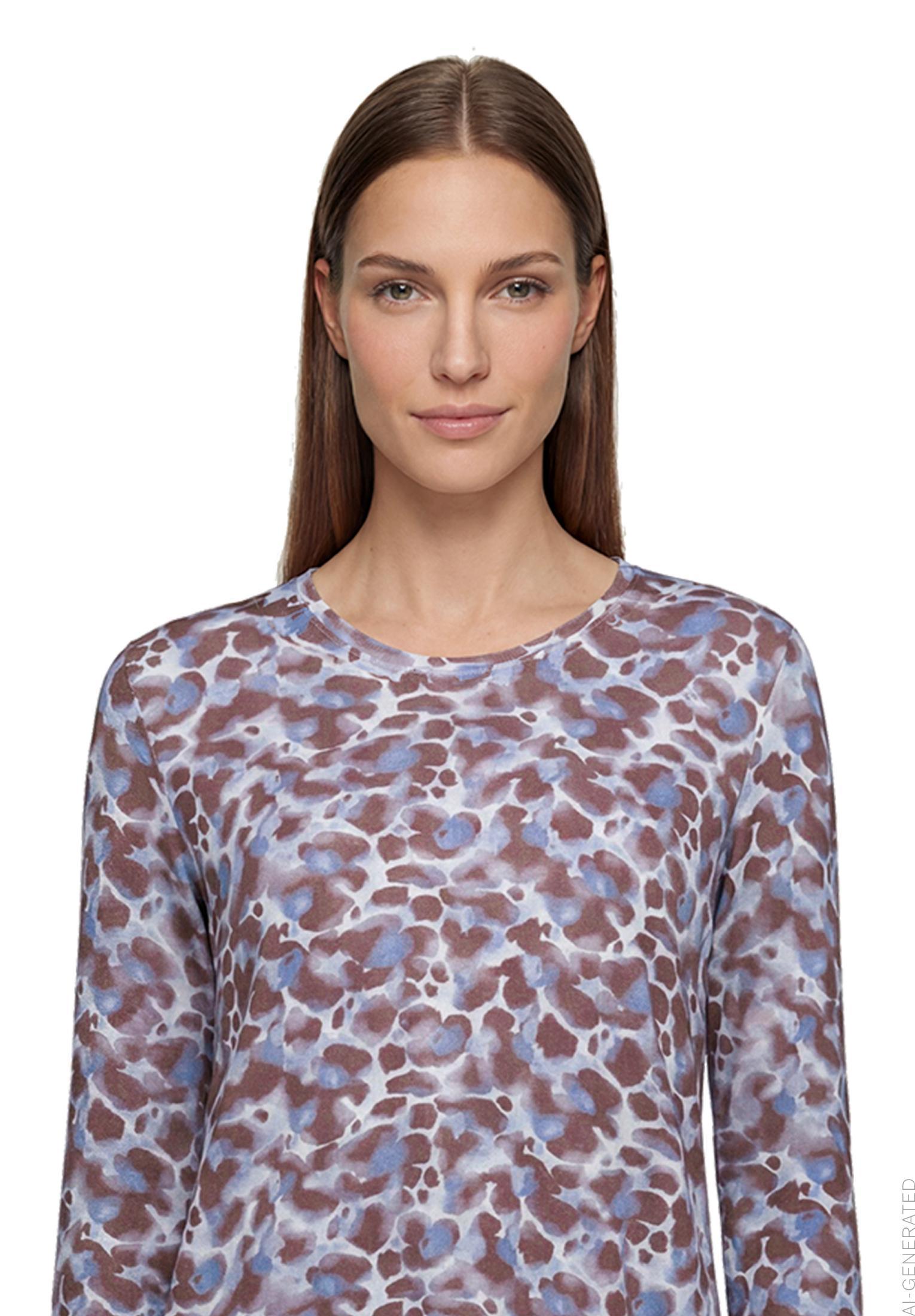 Shirt Kurz 3/4 Arm, Blue/Brown #6