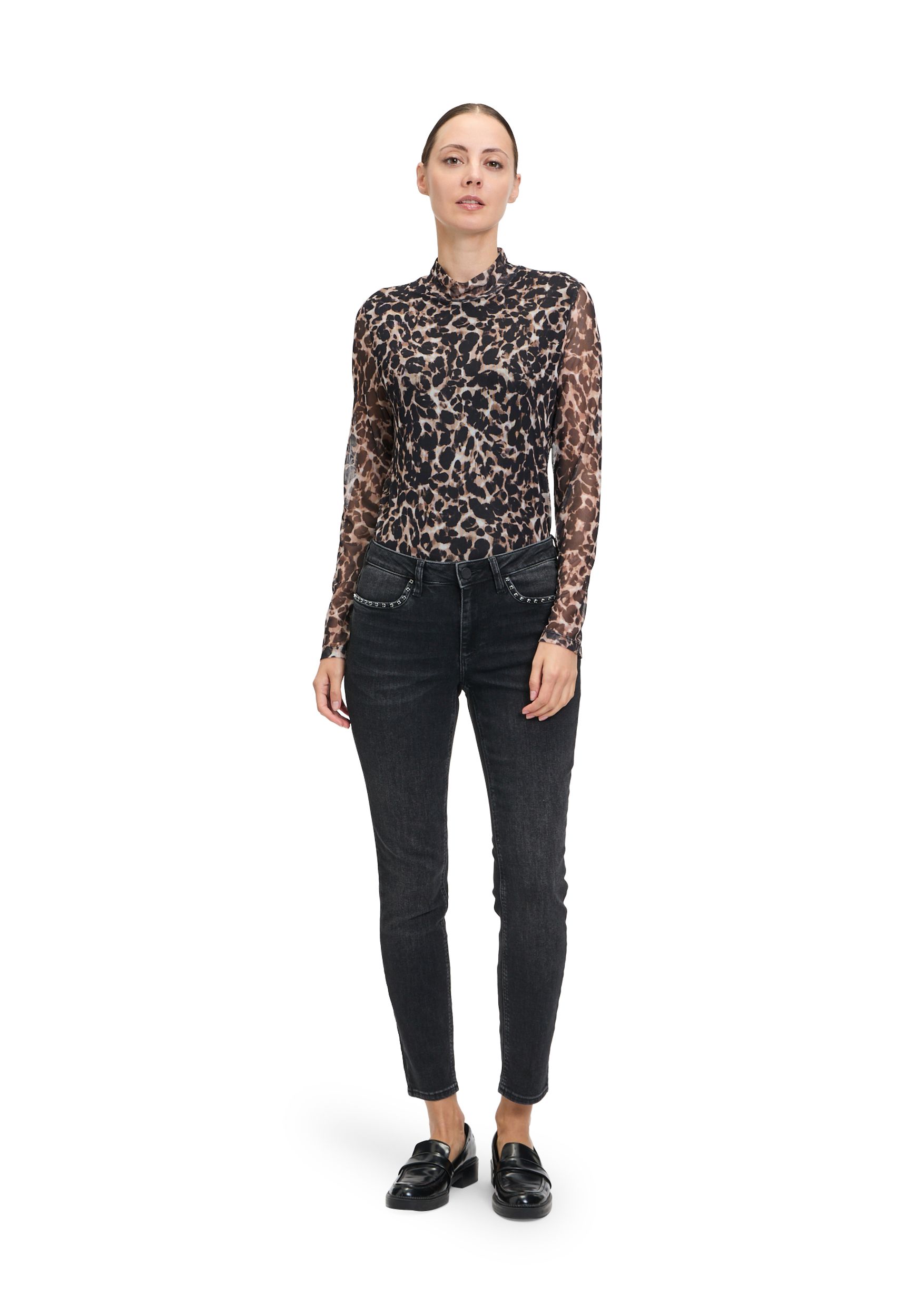 Betty & CO |  Leicht transparentes Shirt | S | nature-black