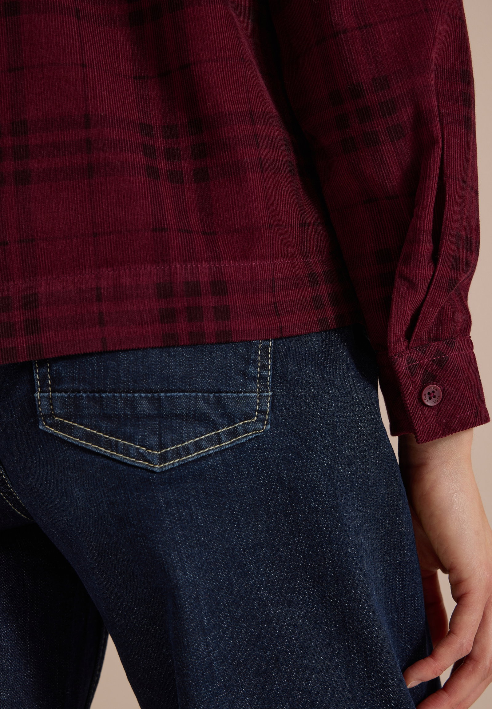 TOS Check Corduroy Blouse, berry red #6