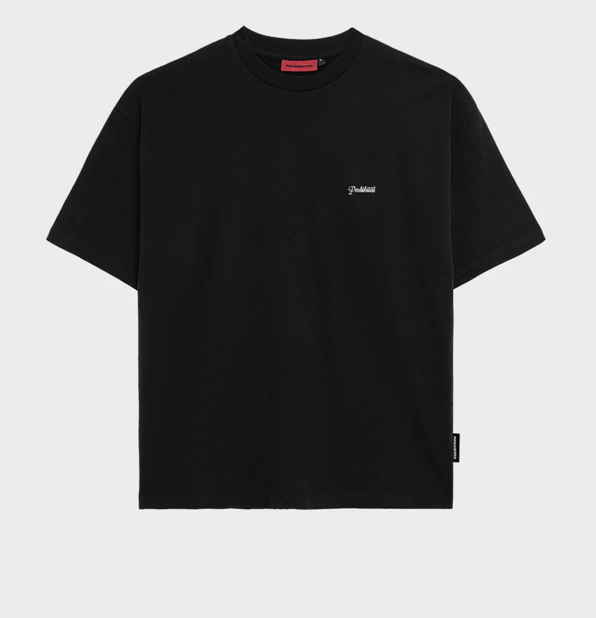  |  Prohibited Embroidery Unisex Oversized Shirt | S | black/white