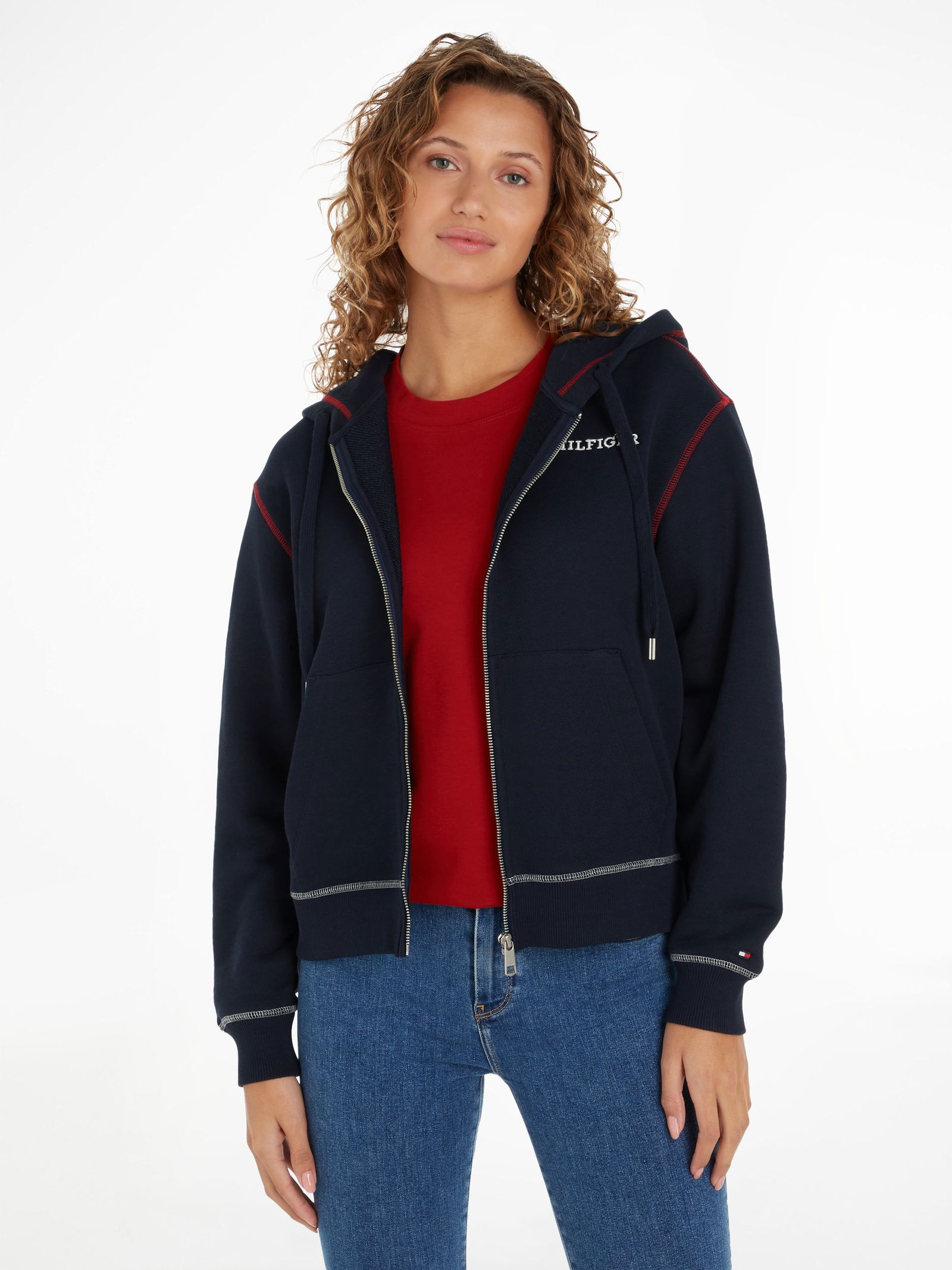 Tommy hilfiger full zip hoodie women's discount