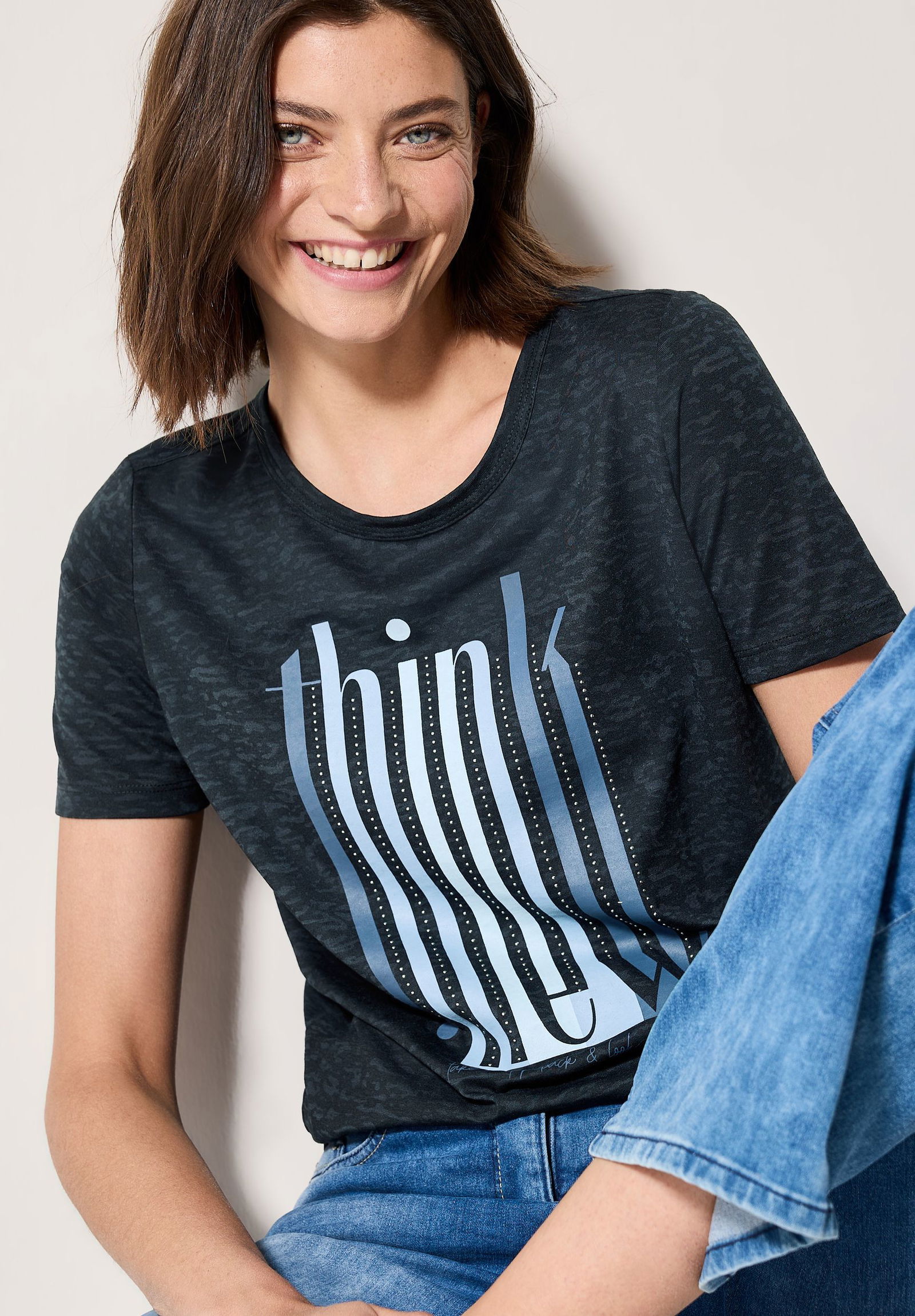  |  Ausbrenner-Shirt mit Wording | XL | universal blue