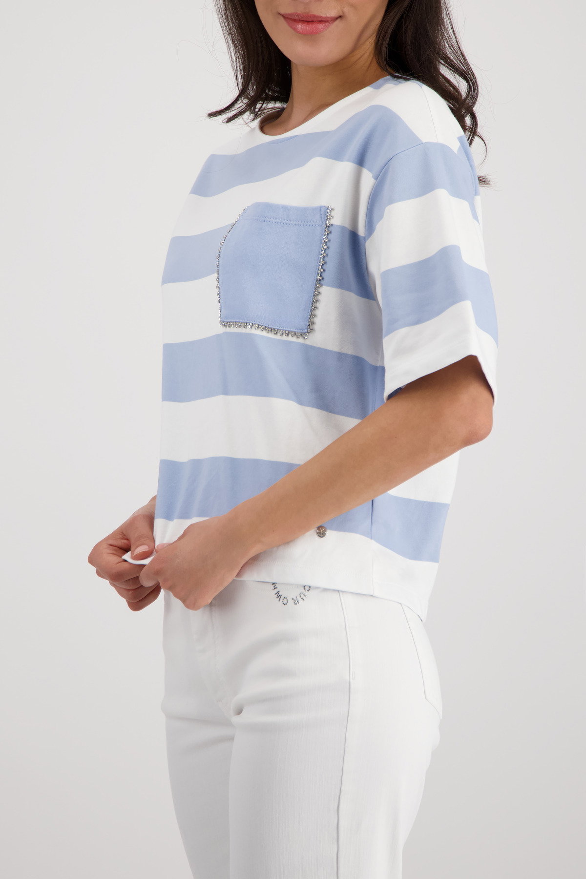 Monari Sweatshirt mit Streifen und Schmuckdetails #3