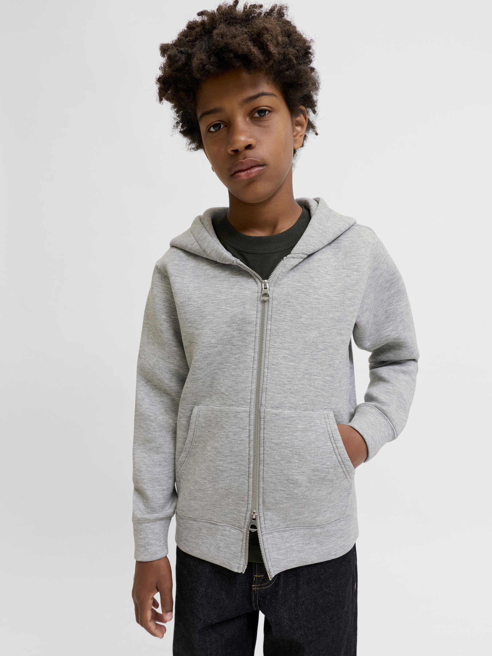 JCOLEGACY SWEAT SCUBA ZIP HOOD NOOS, Light Grey Melange #5