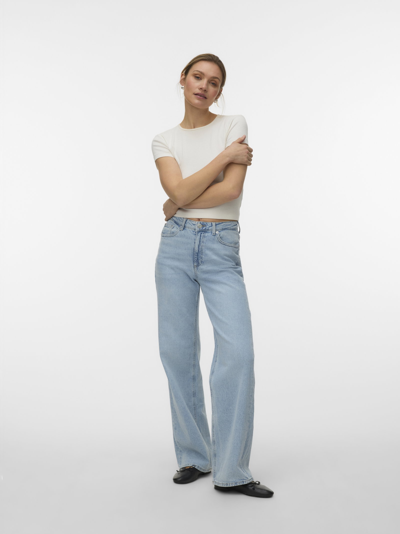 VMTESSA HR WIDE JEANS RA339 GA NOOS, Light Blue Denim #3