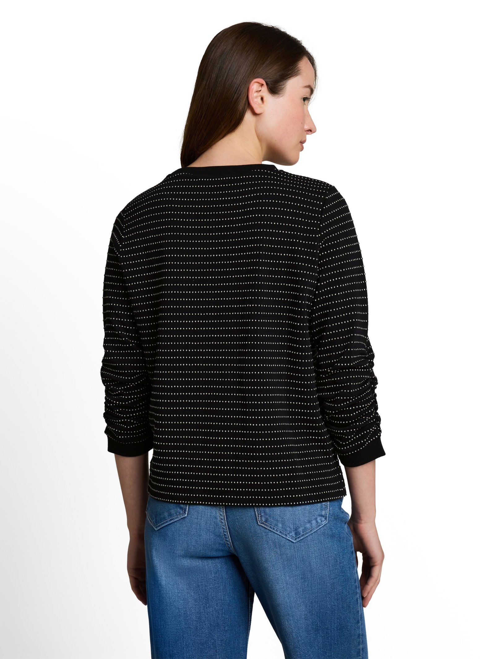 structure sweatshirt with gath, black white dotted stripe #4