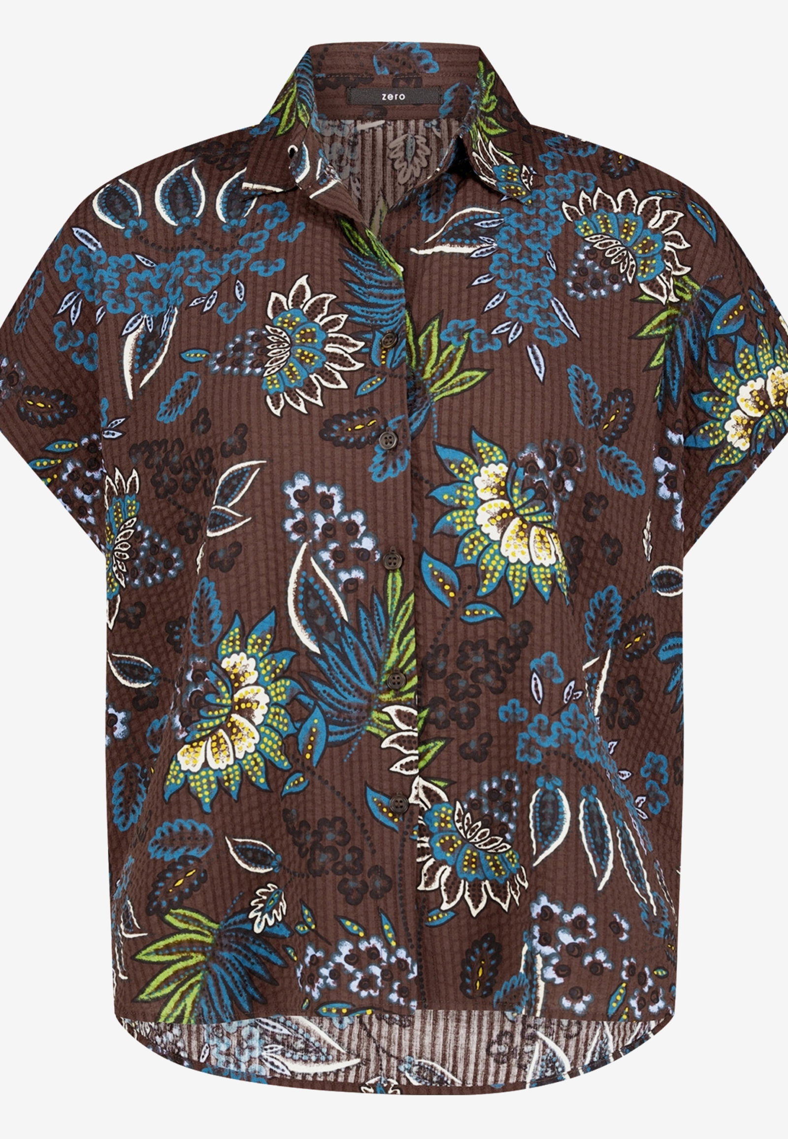 Bluse Kurz ohne Arm, Brown/Petrol #1