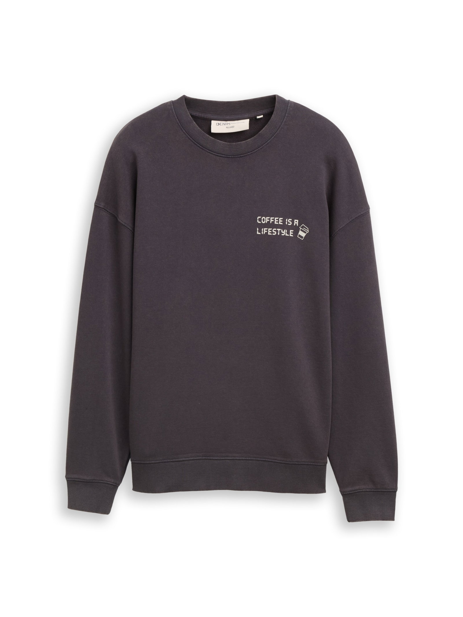 overdye print c-neck sweat, coal grey #1