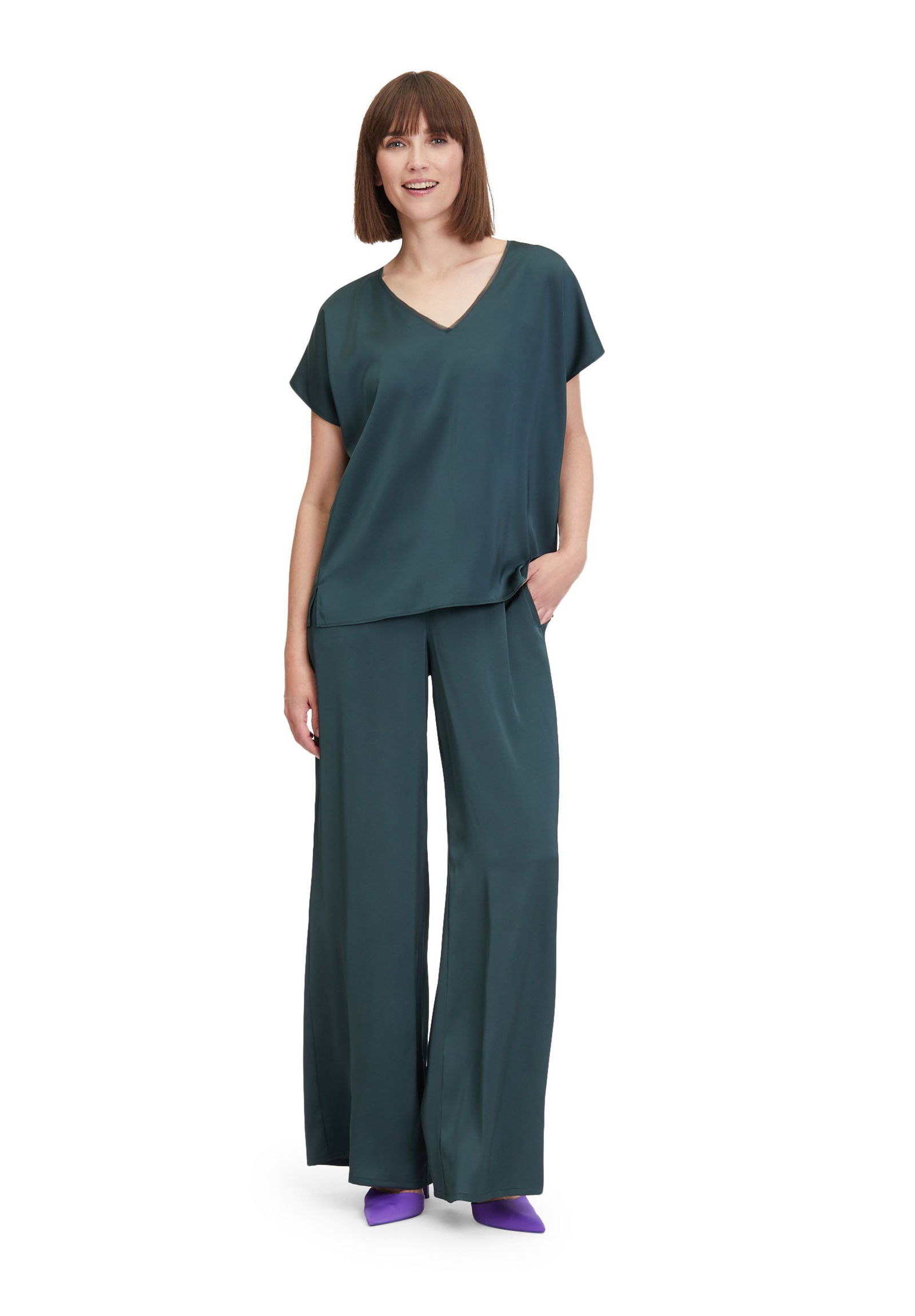 V by Vera Mont |  V by Vera Mont  Satin-Bluse | 36 | dusty slate