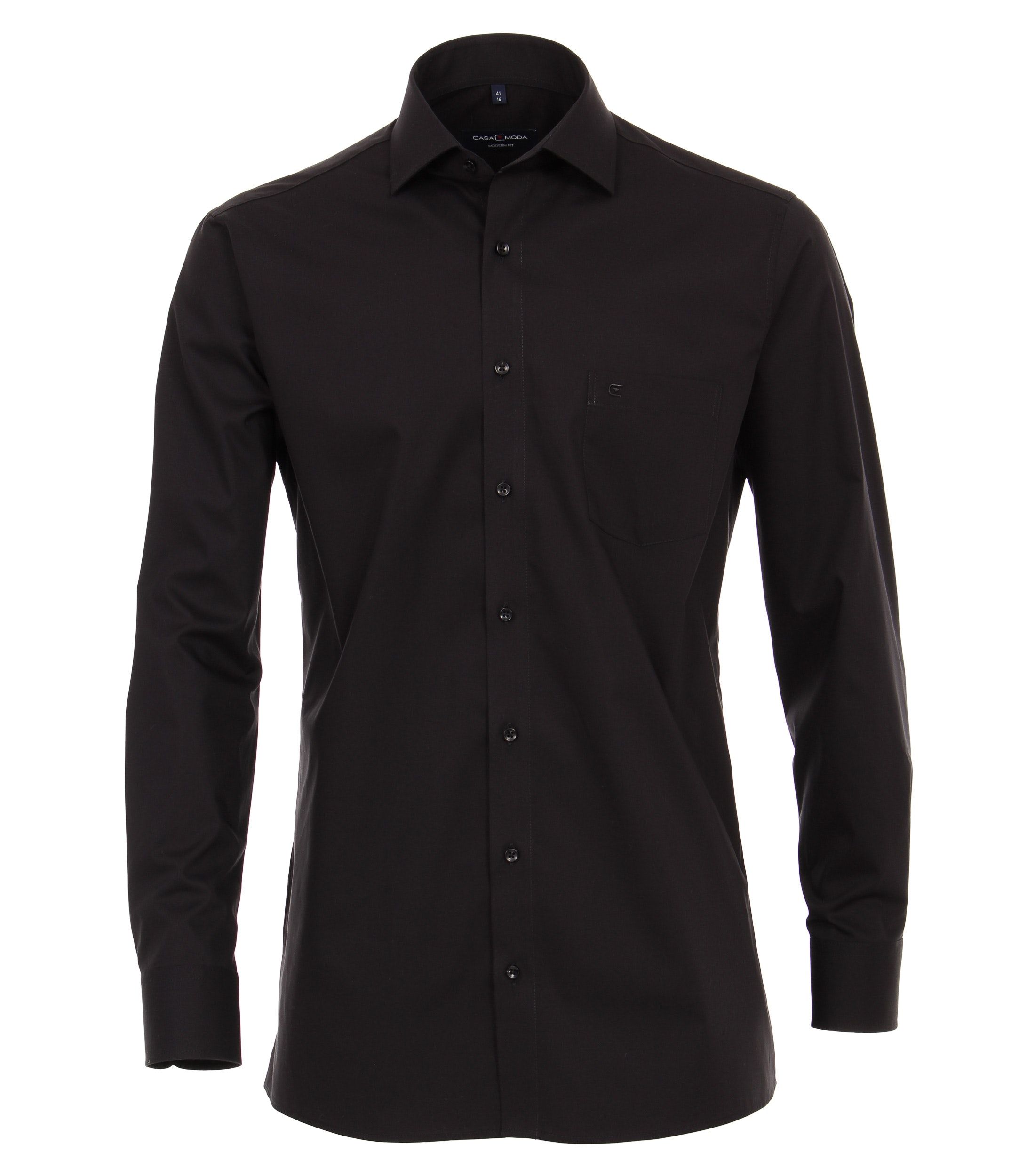Casa Moda |  Popeline Hemd unifarben extra langer Arm 72cm | 44 | schwarz
