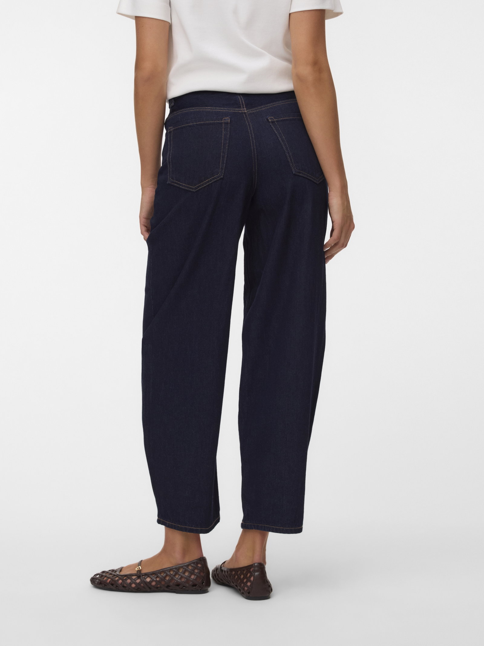 VMBILLIE HR BARREL ANK JEANS LI3191, Dark Blue Denim/RINSE #4