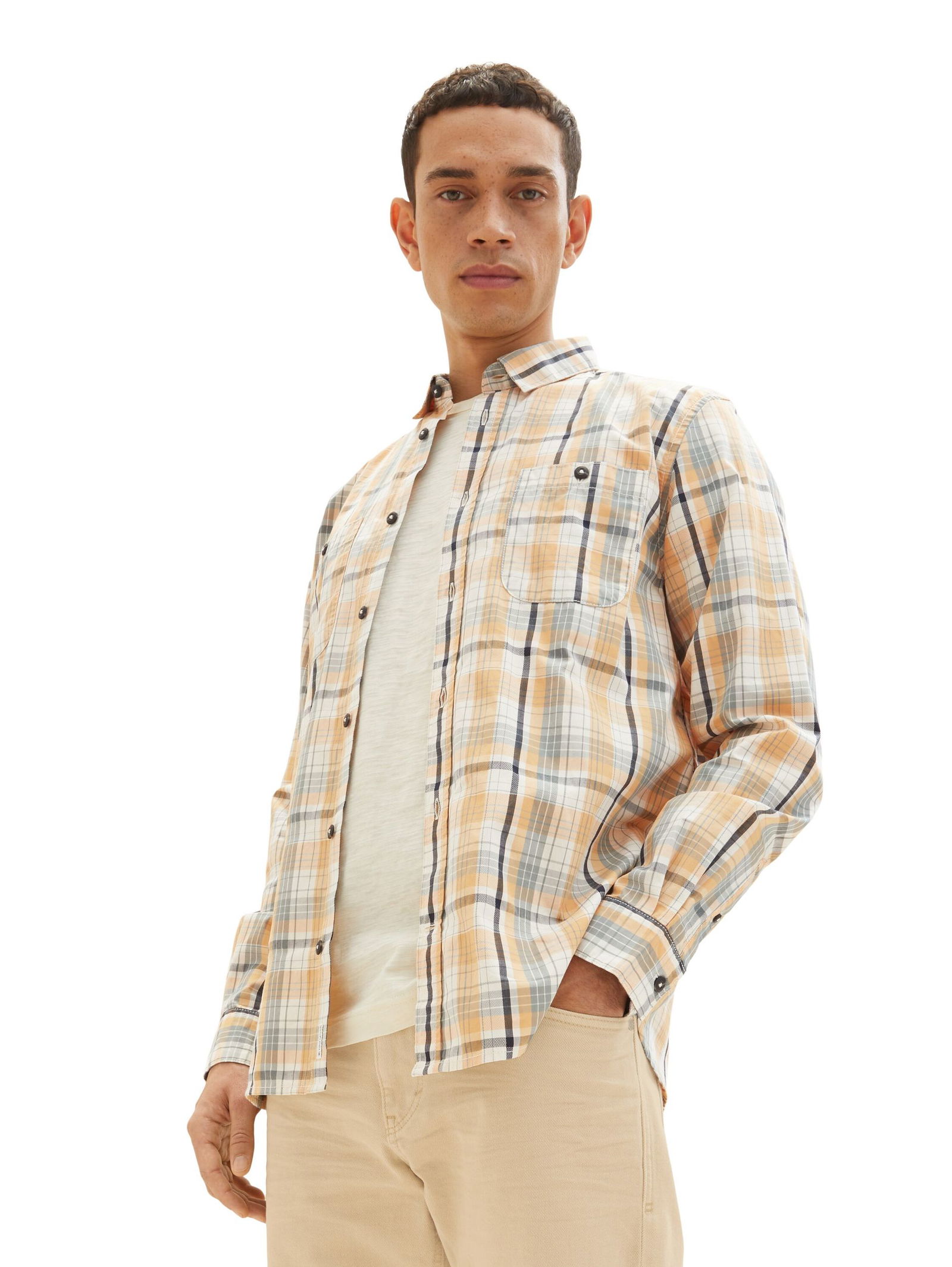 Tom Tailor |  Tom Tailor Hemd Regular Fit  | XXL | orange green check