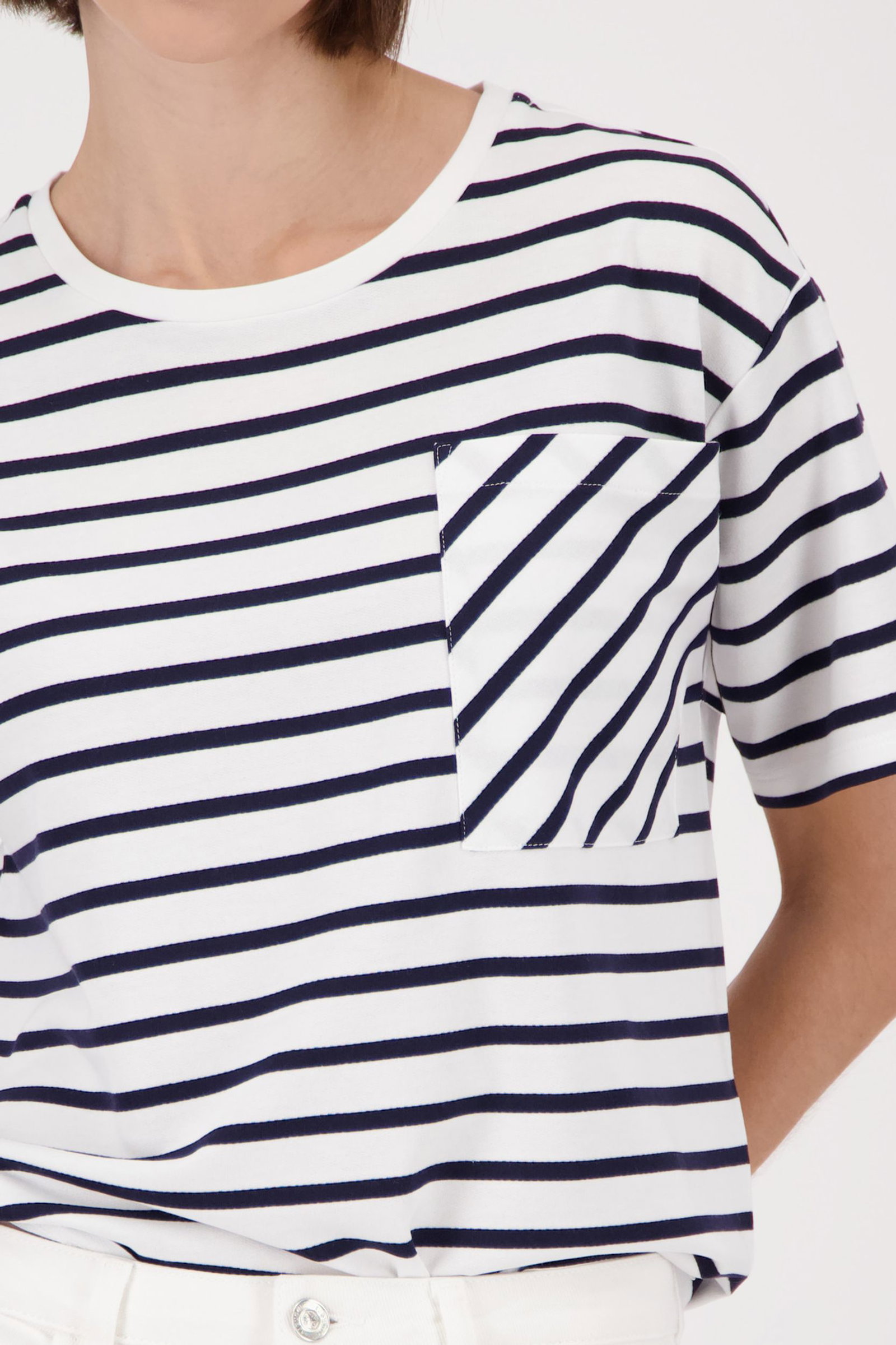 Monari |  T-Shirt, marine ringel | 44