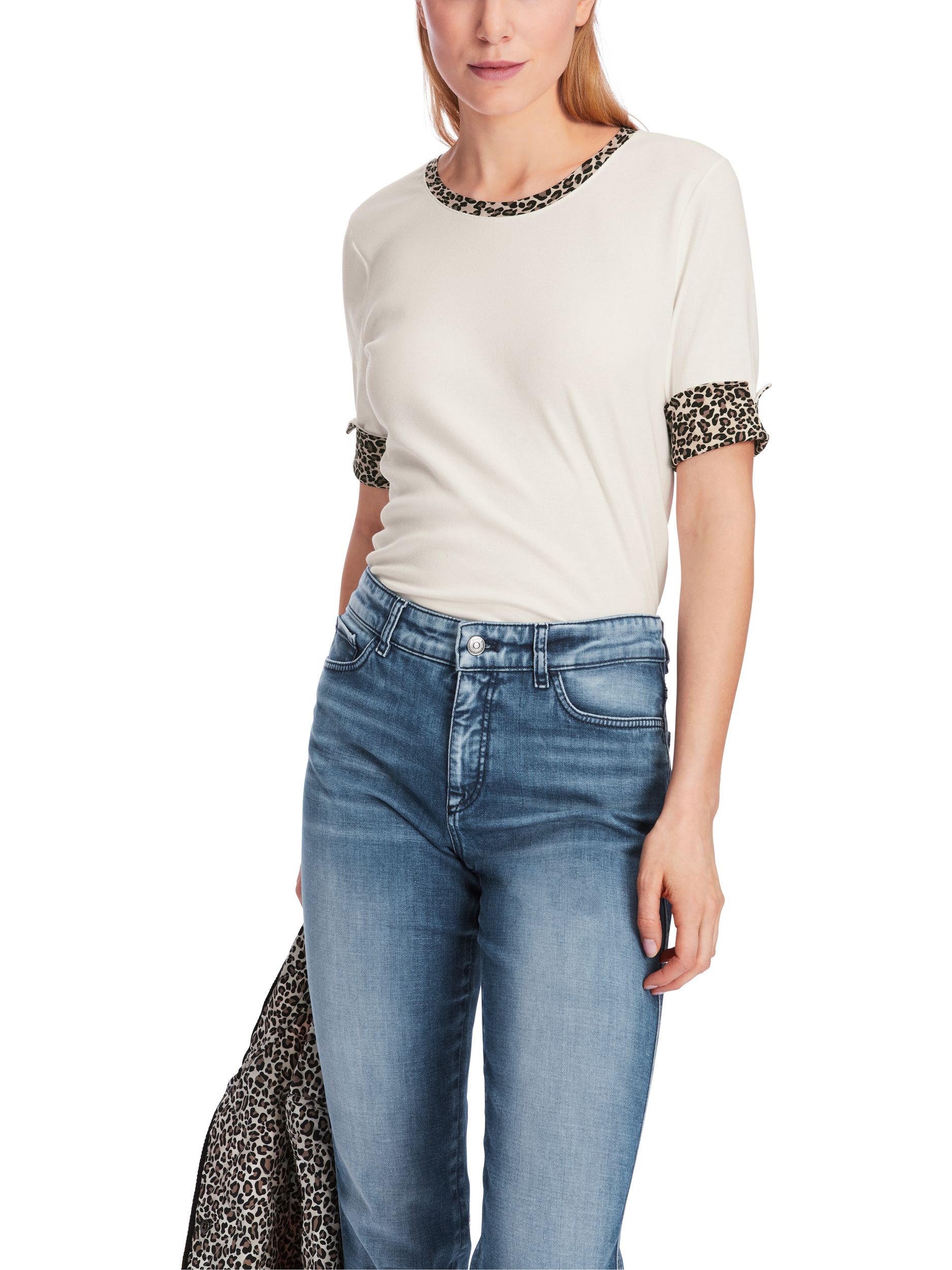 Marc Cain Sports |  Marc Cain Sports T-Shirt mit 3/4-Ärmel mit Animalprint | 36 | off-white