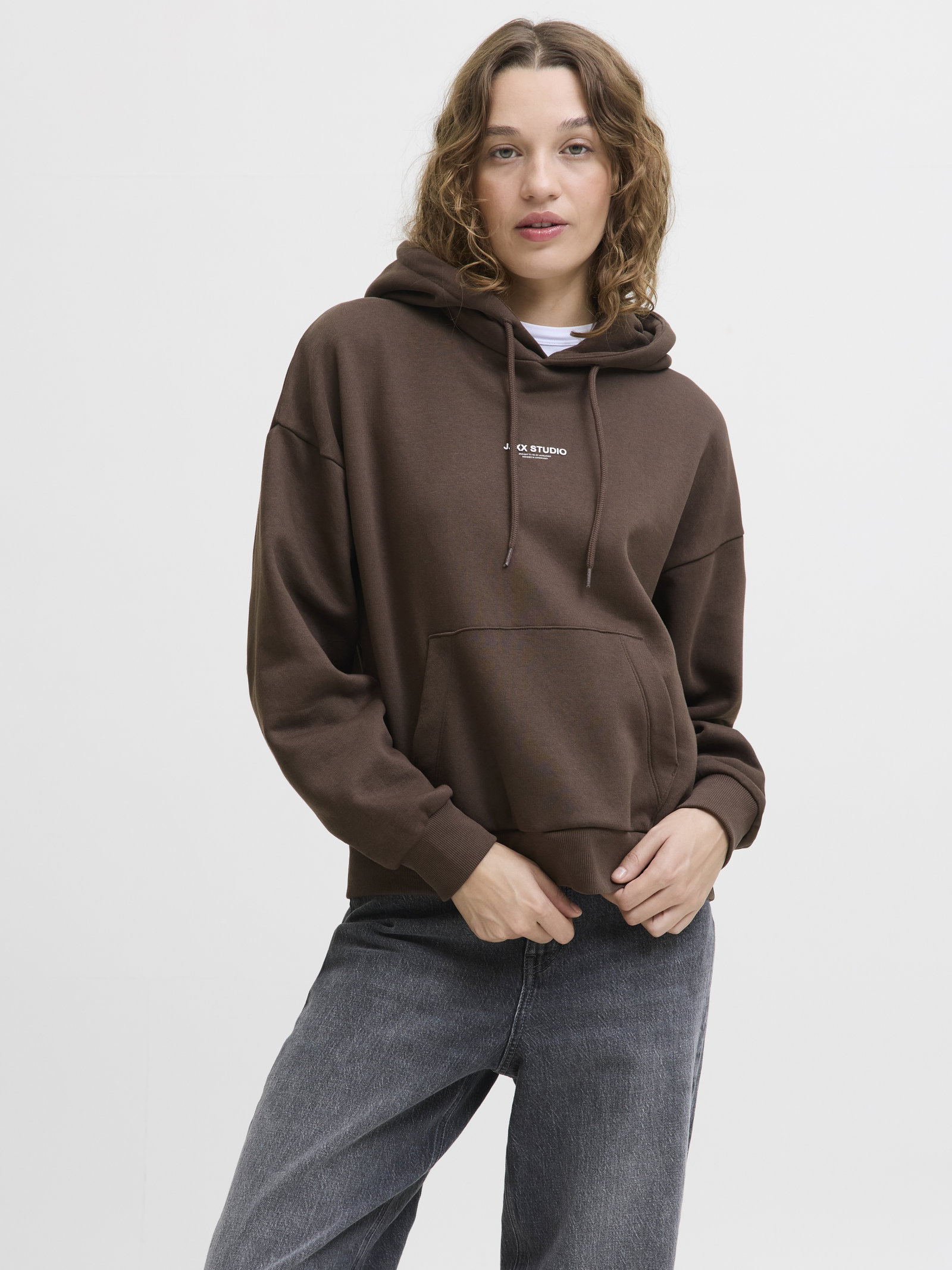 JXSTUDIO VESTERBRO LS RLX HOOD SWT, Bracken/BRIGHT WHITE JJXX STUDIO #5