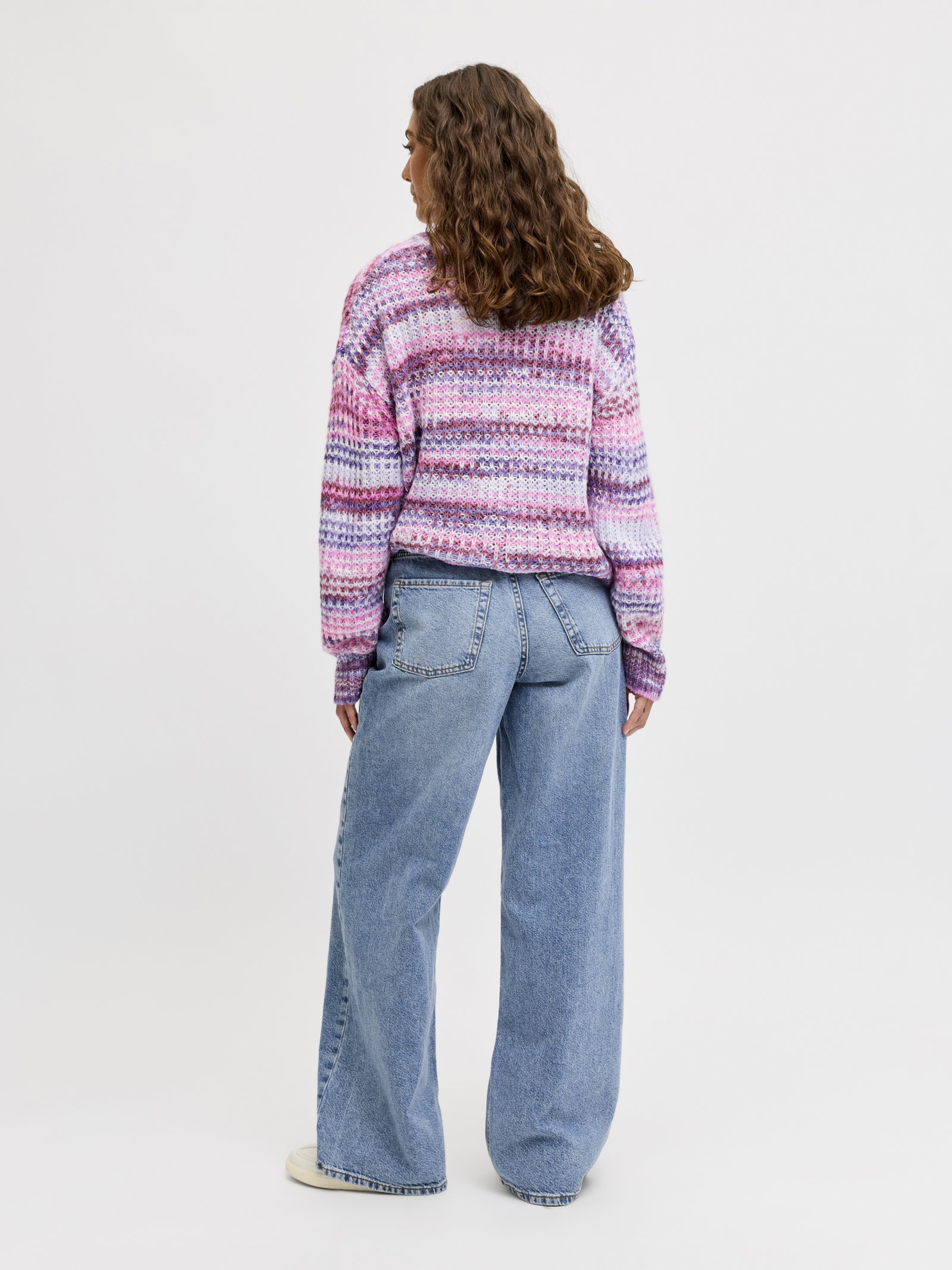 JXSIMONE SPACE DYE CREW NECK KNIT S, Purple Rose//multi space dye #6