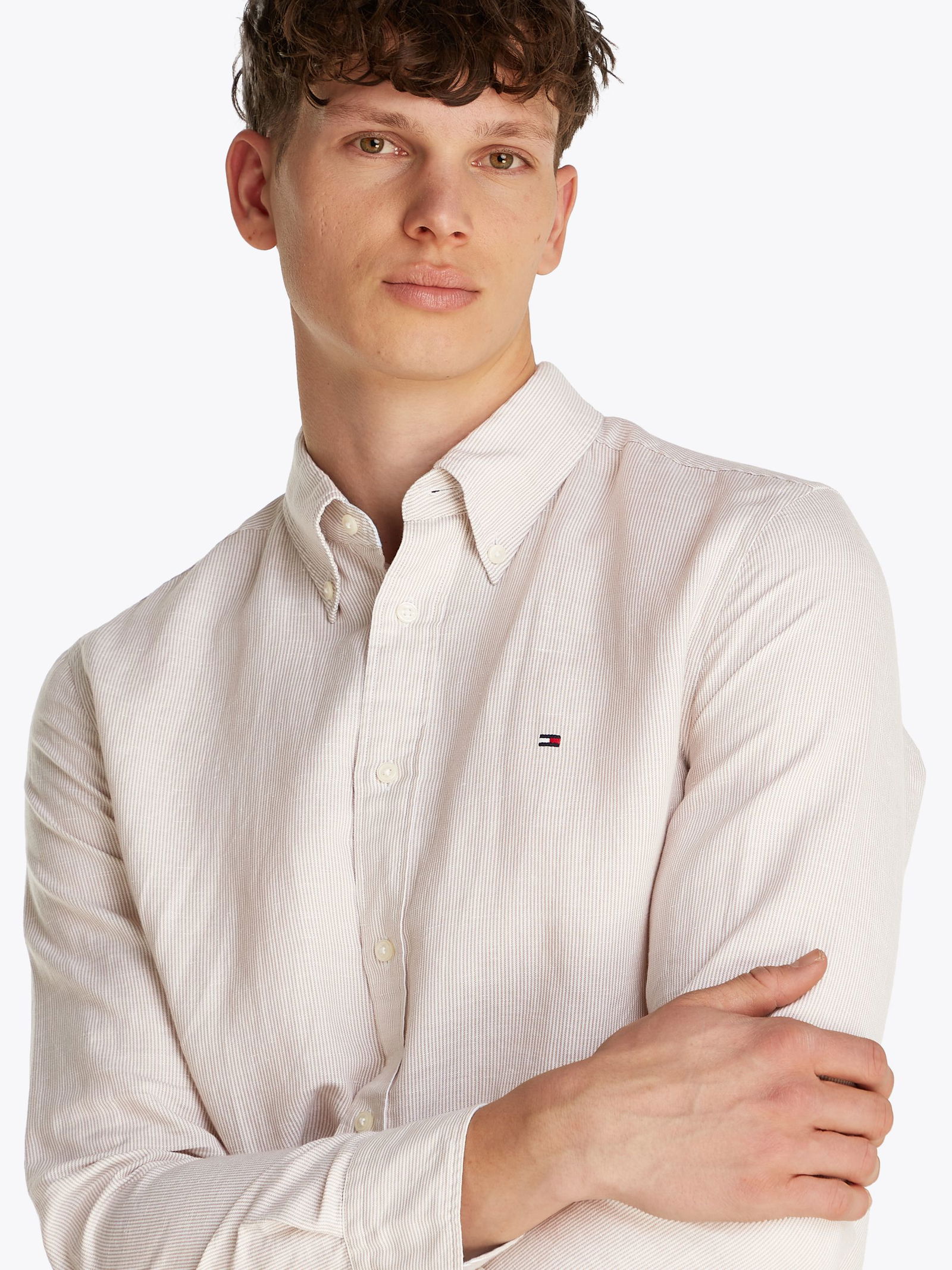 Tommy Hilfiger |  Tommy Hilfiger Hemd Regular Fit  | L | breton stp ivory petal/  dsrt sky