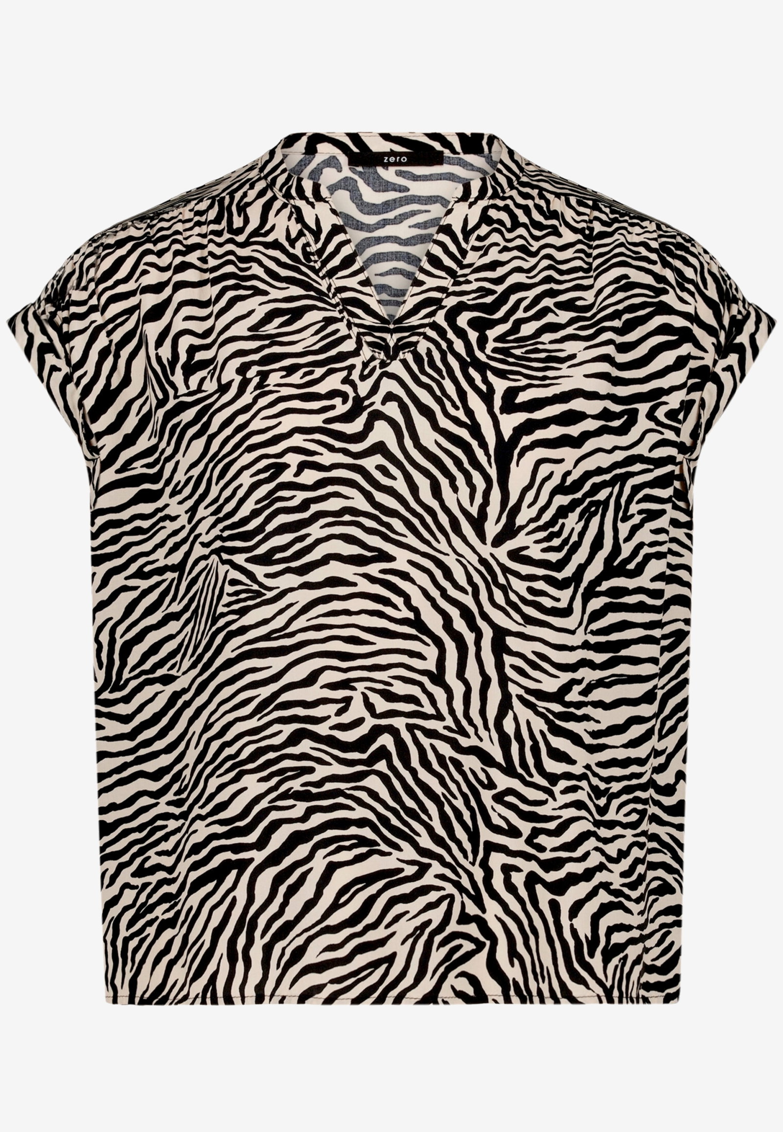 Bluse Kurz 1/2 Arm, Cream/Black #1