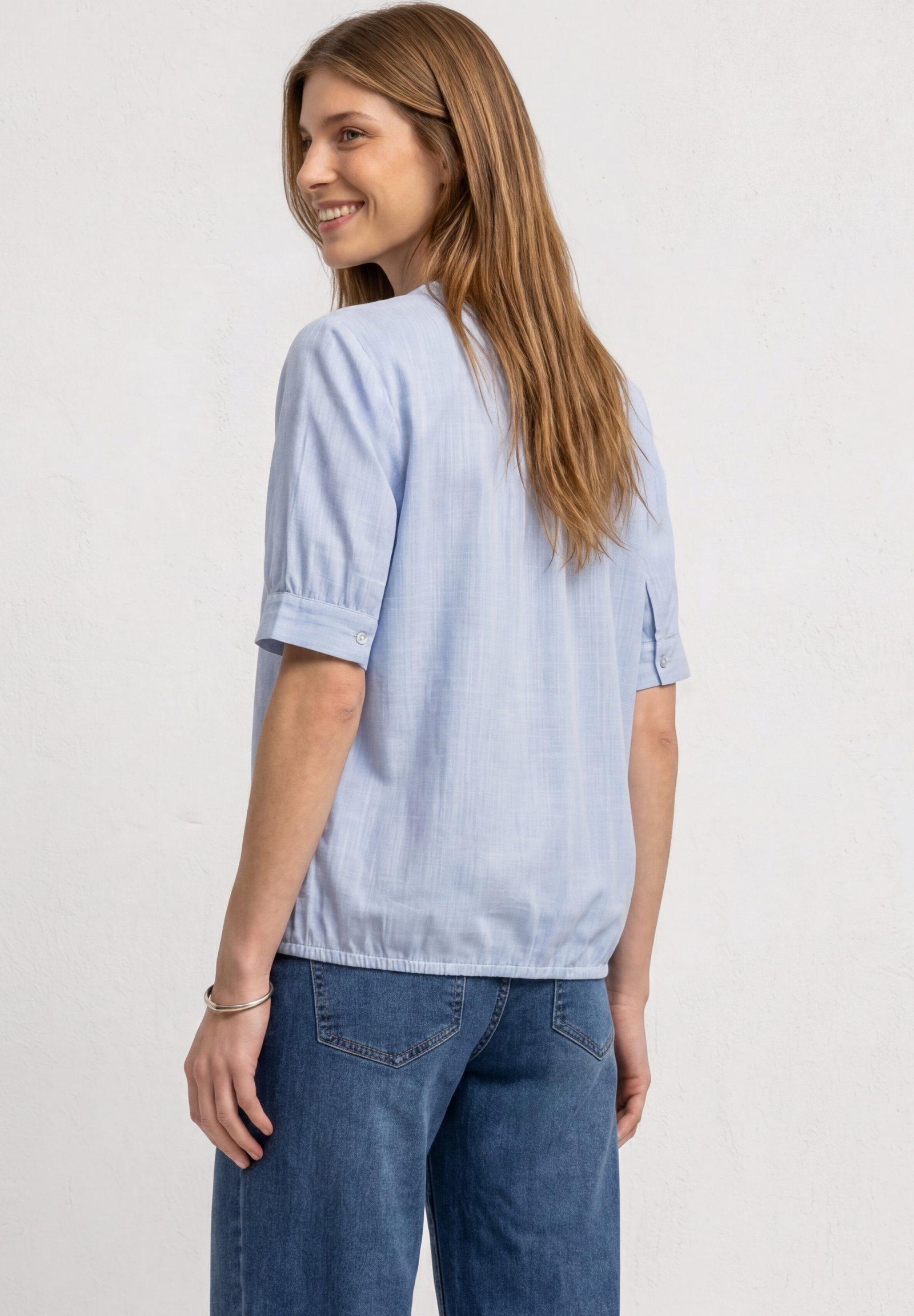 LTD QR Chambray splitneck blou, original blue #4